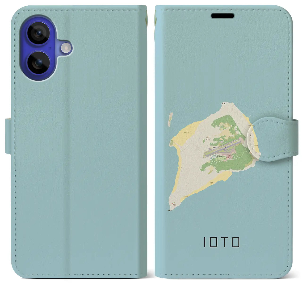 【硫黄島(東京都)】地図柄iPhoneケース(手帳タイプ)ナチュラル・iPhone 16 Pro Max 用