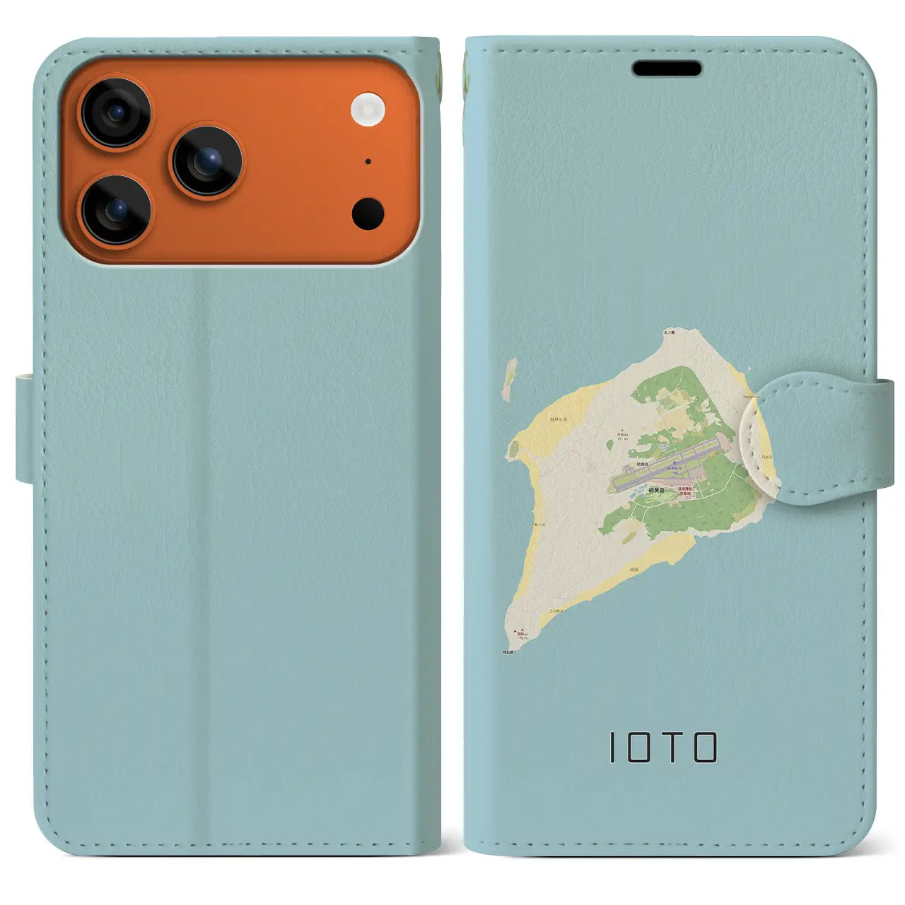 【硫黄島(東京都)】地図柄iPhoneケース(手帳タイプ)ナチュラル・iPhone 17 Pro Max 用