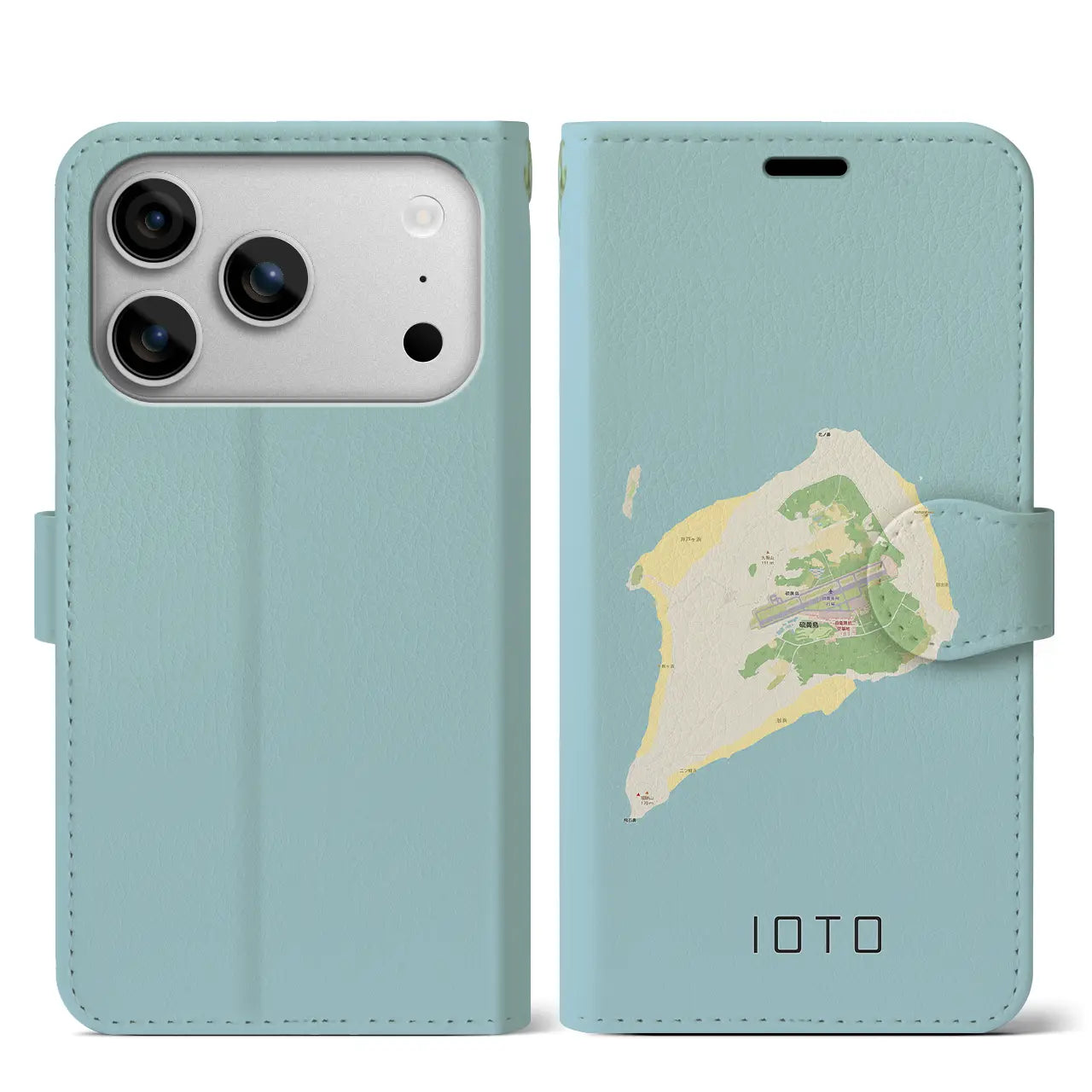 【硫黄島(東京都)】地図柄iPhoneケース(手帳タイプ)モノトーン・iPhone 17 Pro Max 用