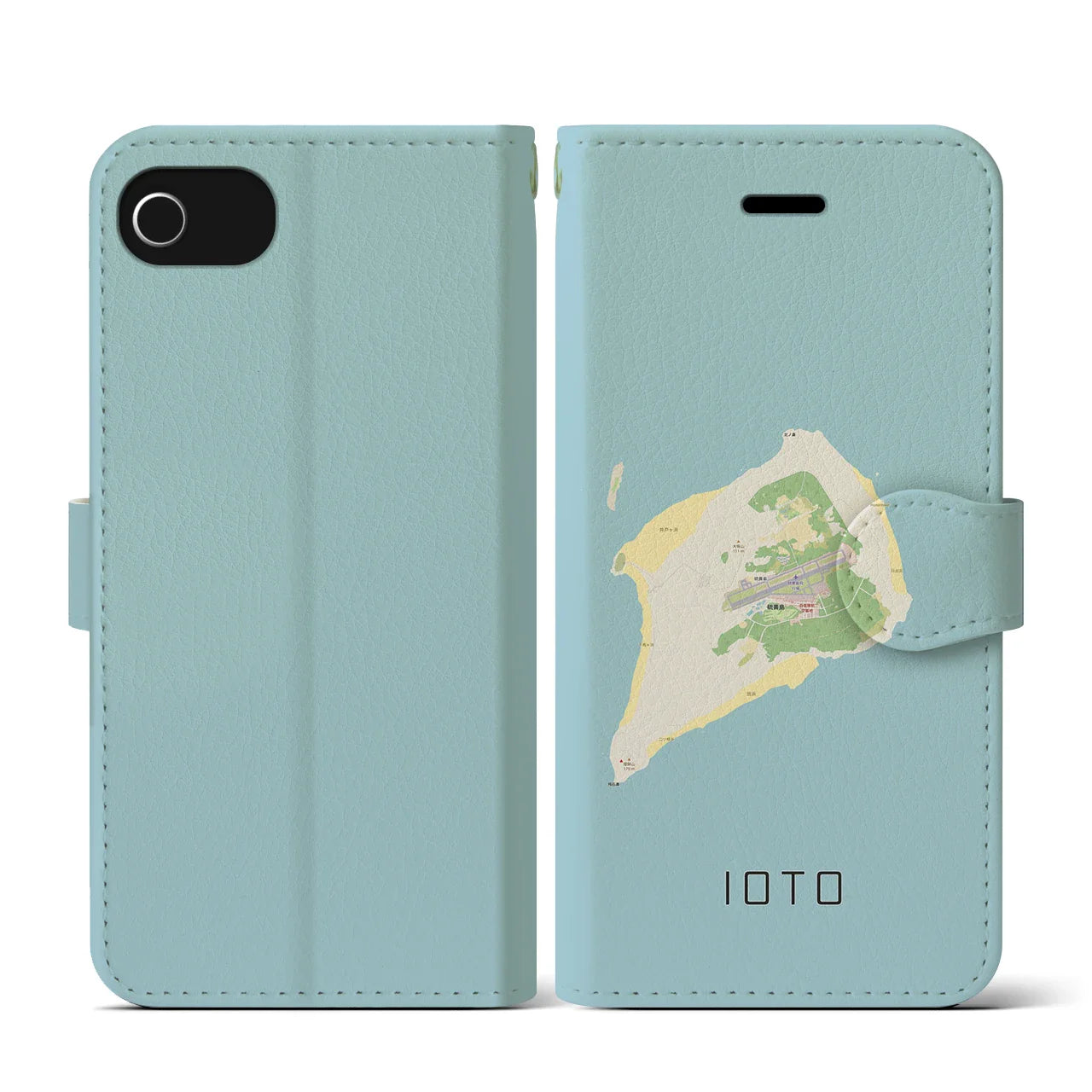 【硫黄島(東京都)】地図柄iPhoneケース(手帳タイプ)ナチュラル・iPhone SE(第3 / 第2世代) / 8 / 7 / 6s / 6 用
