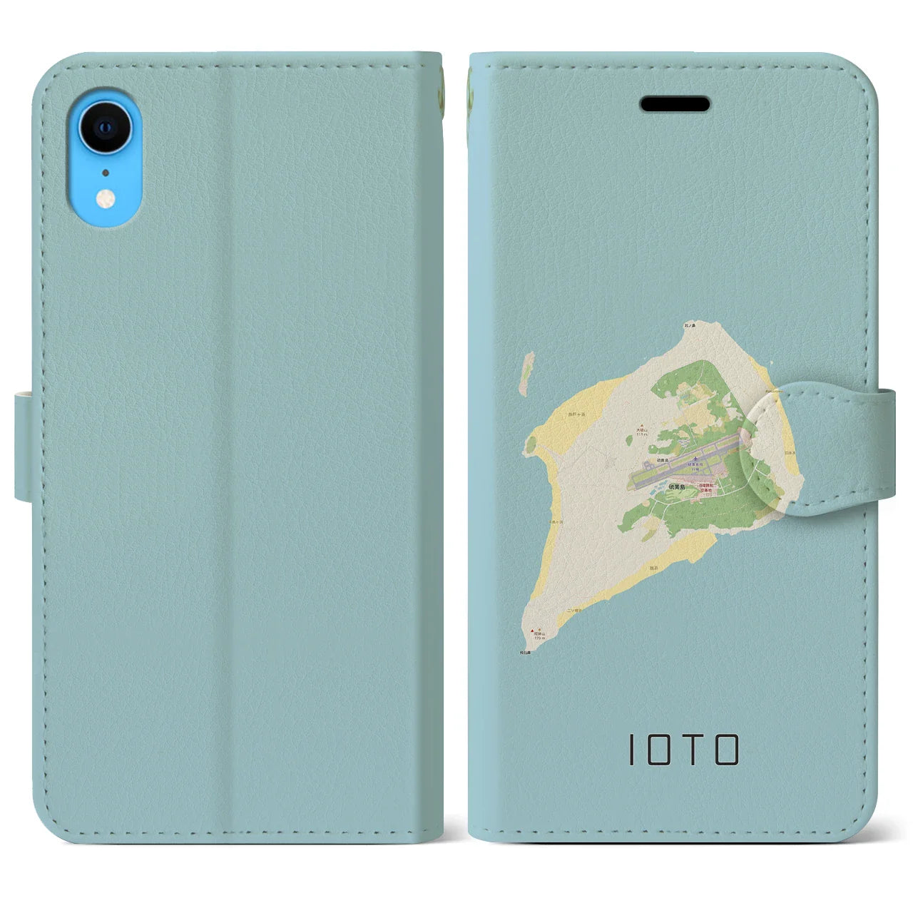 【硫黄島(東京都)】地図柄iPhoneケース(手帳タイプ)ナチュラル・iPhone XR 用
