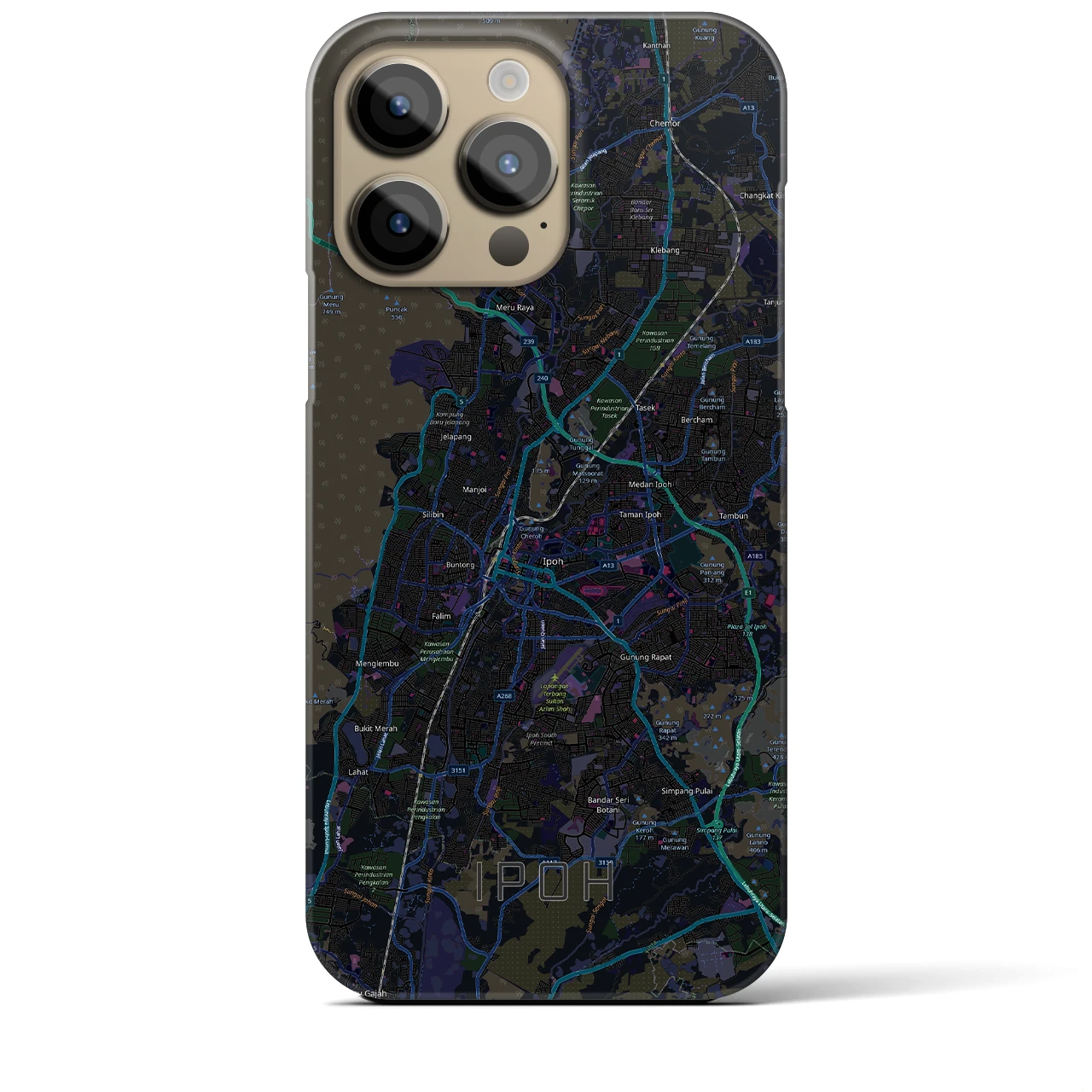 【イポー(マレーシア)】地図柄iPhoneケース(バックカバータイプ)