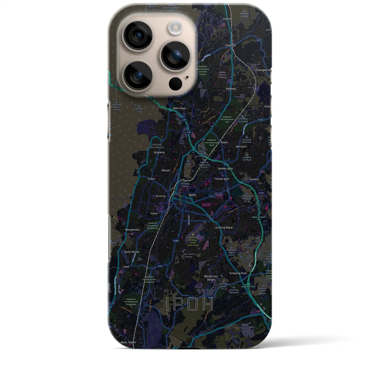 【イポー(マレーシア)】地図柄iPhoneケース(バックカバータイプ)