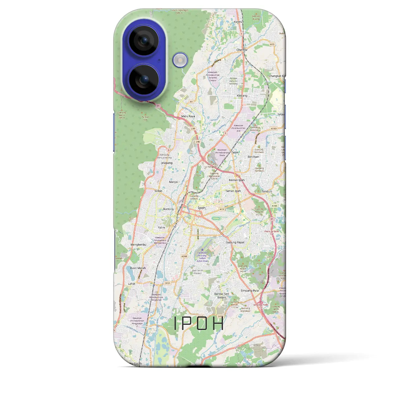 【イポー(マレーシア)】地図柄iPhoneケース(バックカバータイプ)