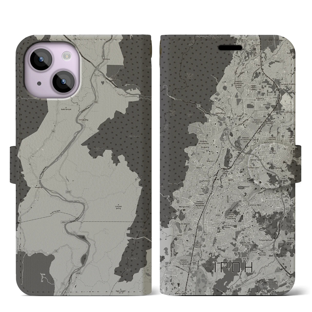 【イポー(マレーシア)】地図柄iPhoneケース(手帳タイプ)