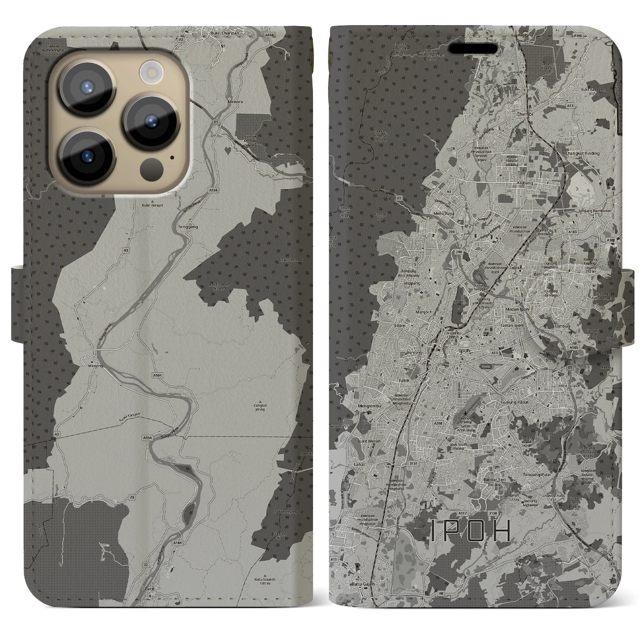 【イポー(マレーシア)】地図柄iPhoneケース(手帳タイプ)