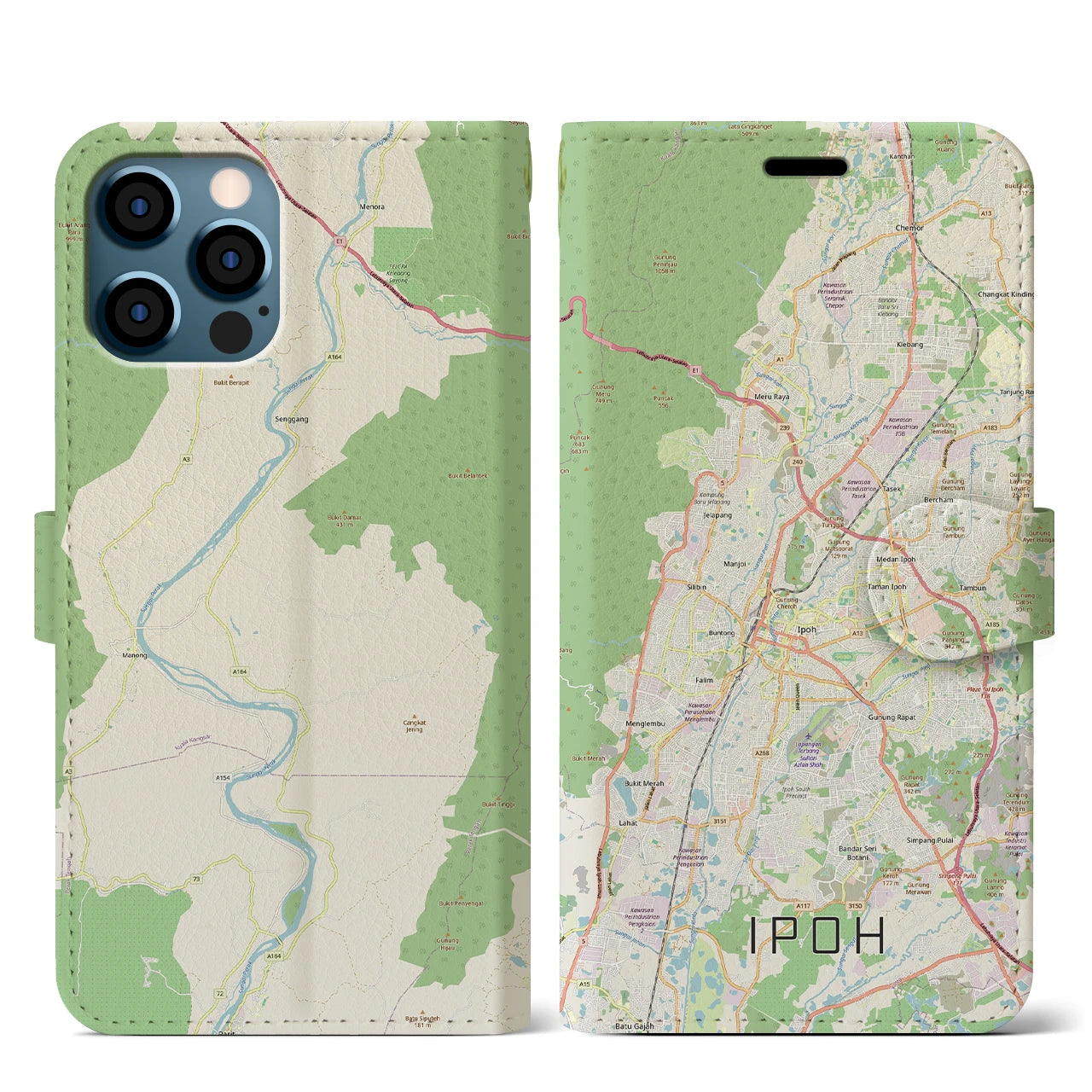 【イポー(マレーシア)】地図柄iPhoneケース(手帳タイプ)