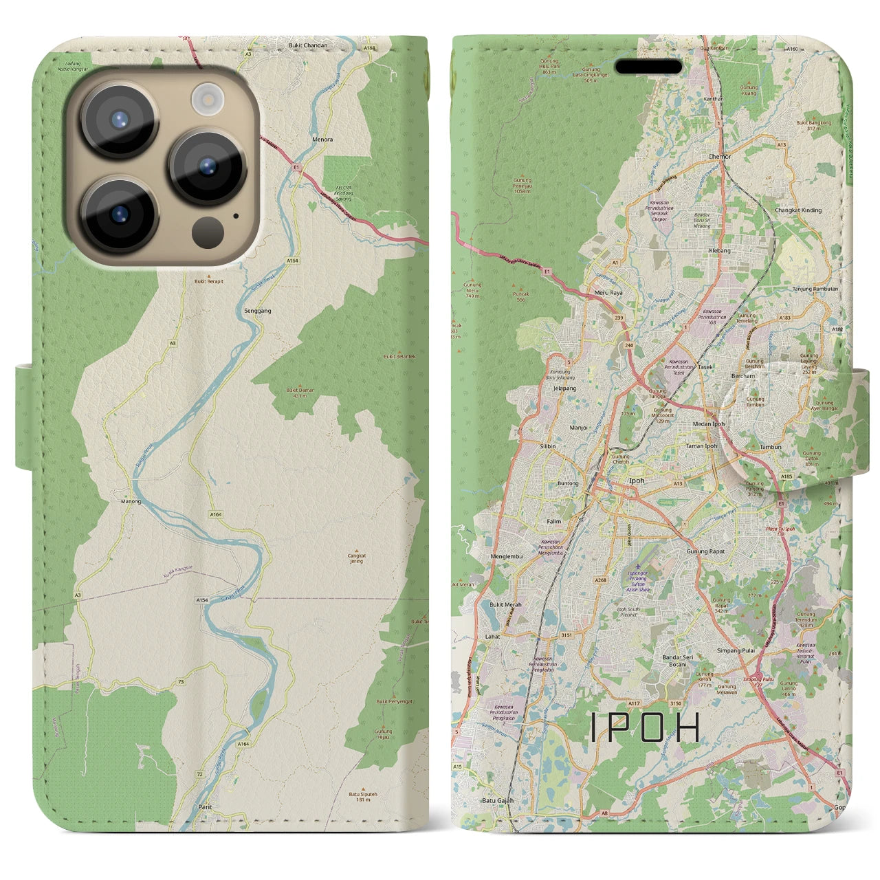 【イポー(マレーシア)】地図柄iPhoneケース(手帳タイプ)