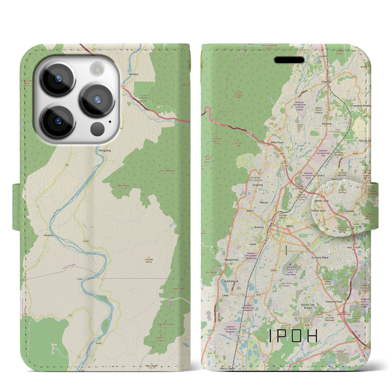 【イポー(マレーシア)】地図柄iPhoneケース(手帳タイプ)