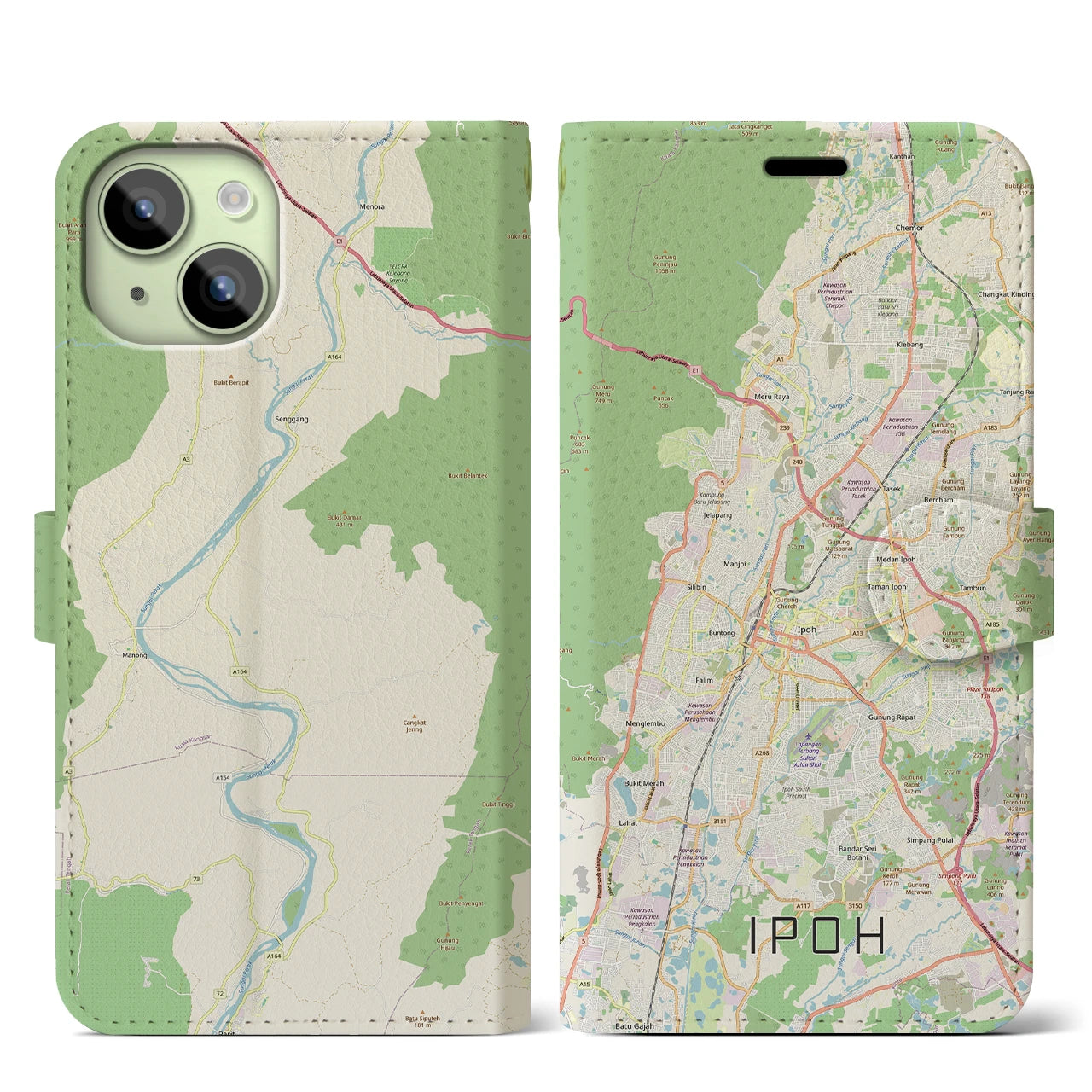【イポー(マレーシア)】地図柄iPhoneケース(手帳タイプ)