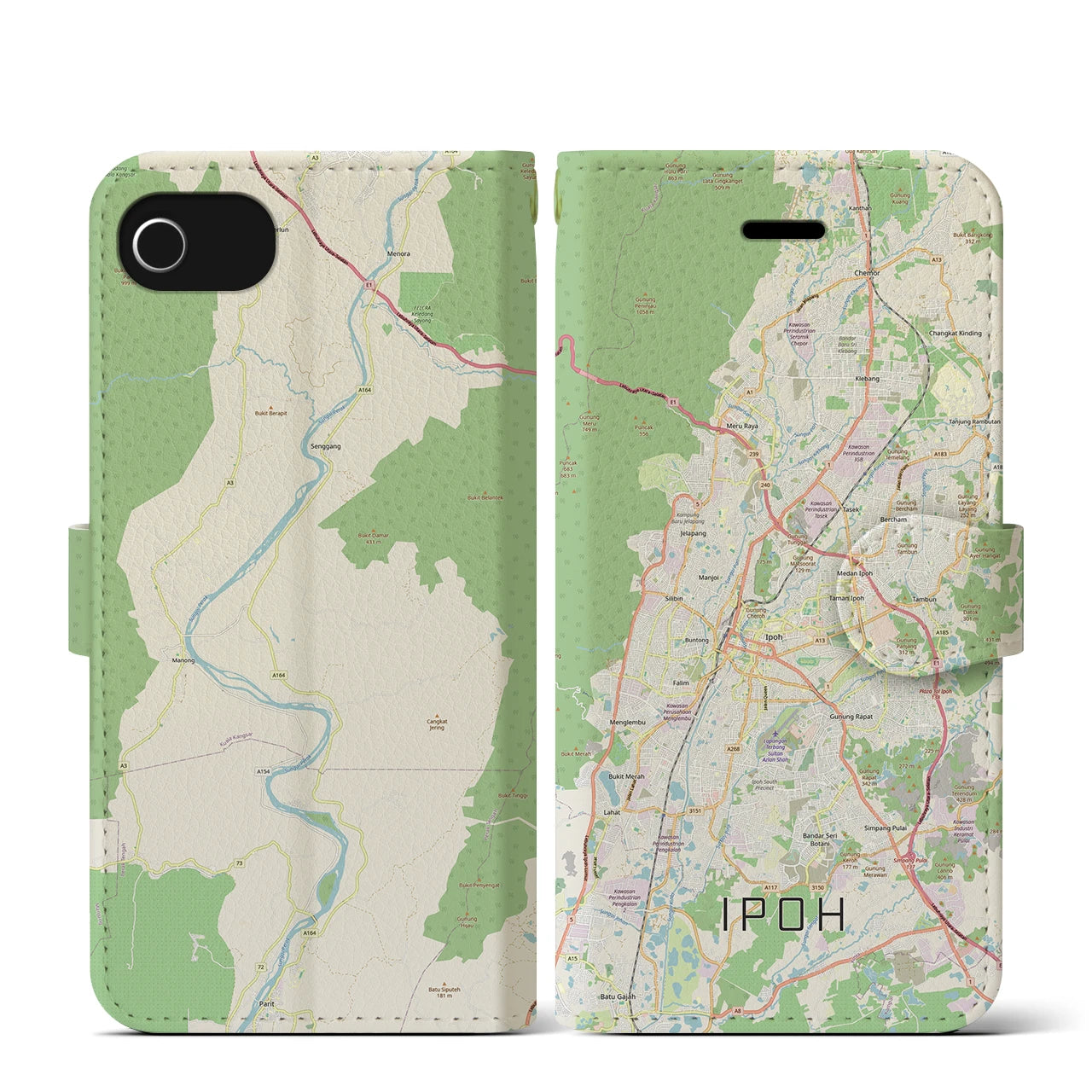【イポー(マレーシア)】地図柄iPhoneケース(手帳タイプ)