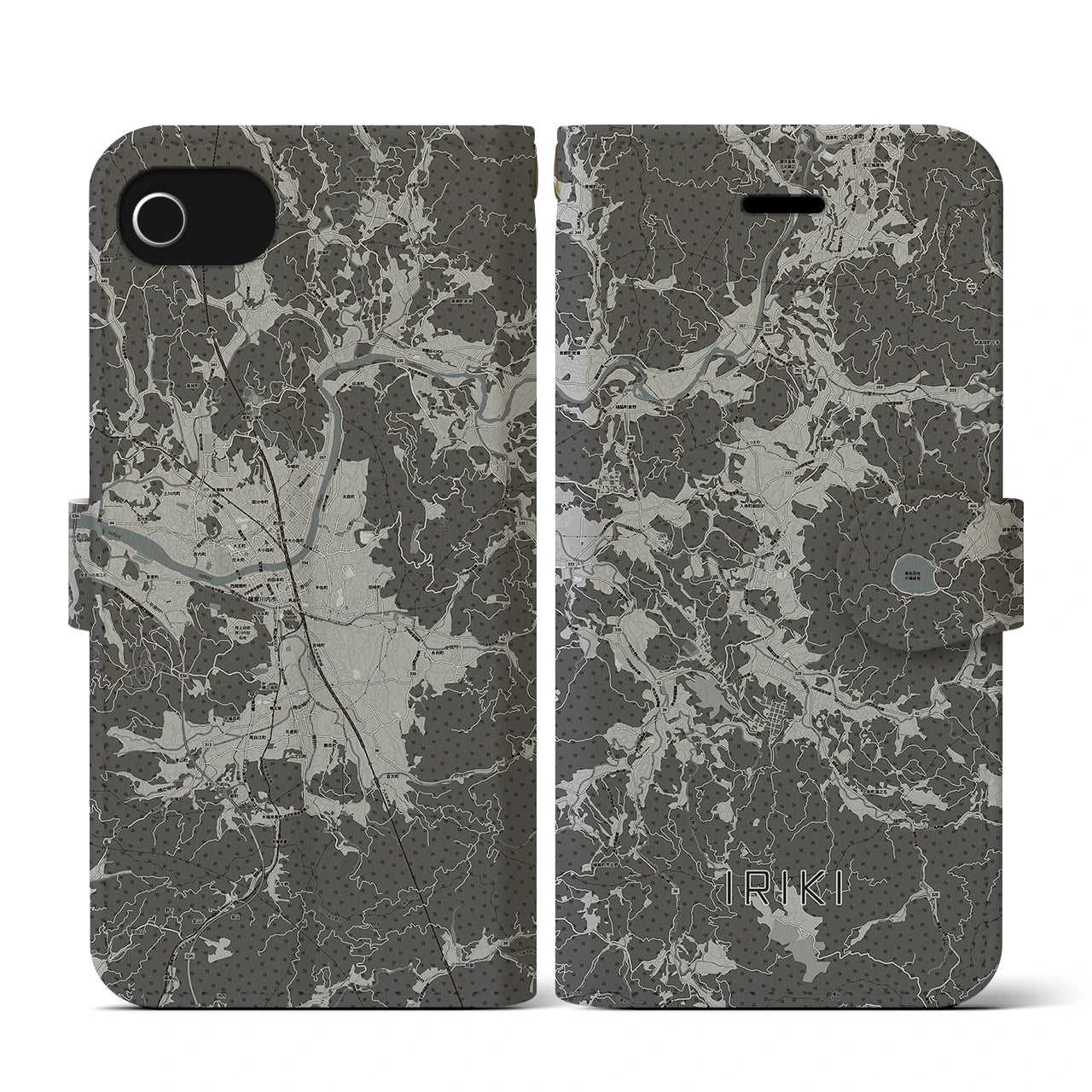 【入来(鹿児島県)】地図柄iPhoneケース(手帳タイプ)モノトーン・iPhone SE(第3 / 第2世代) / 8 / 7 / 6s / 6 用