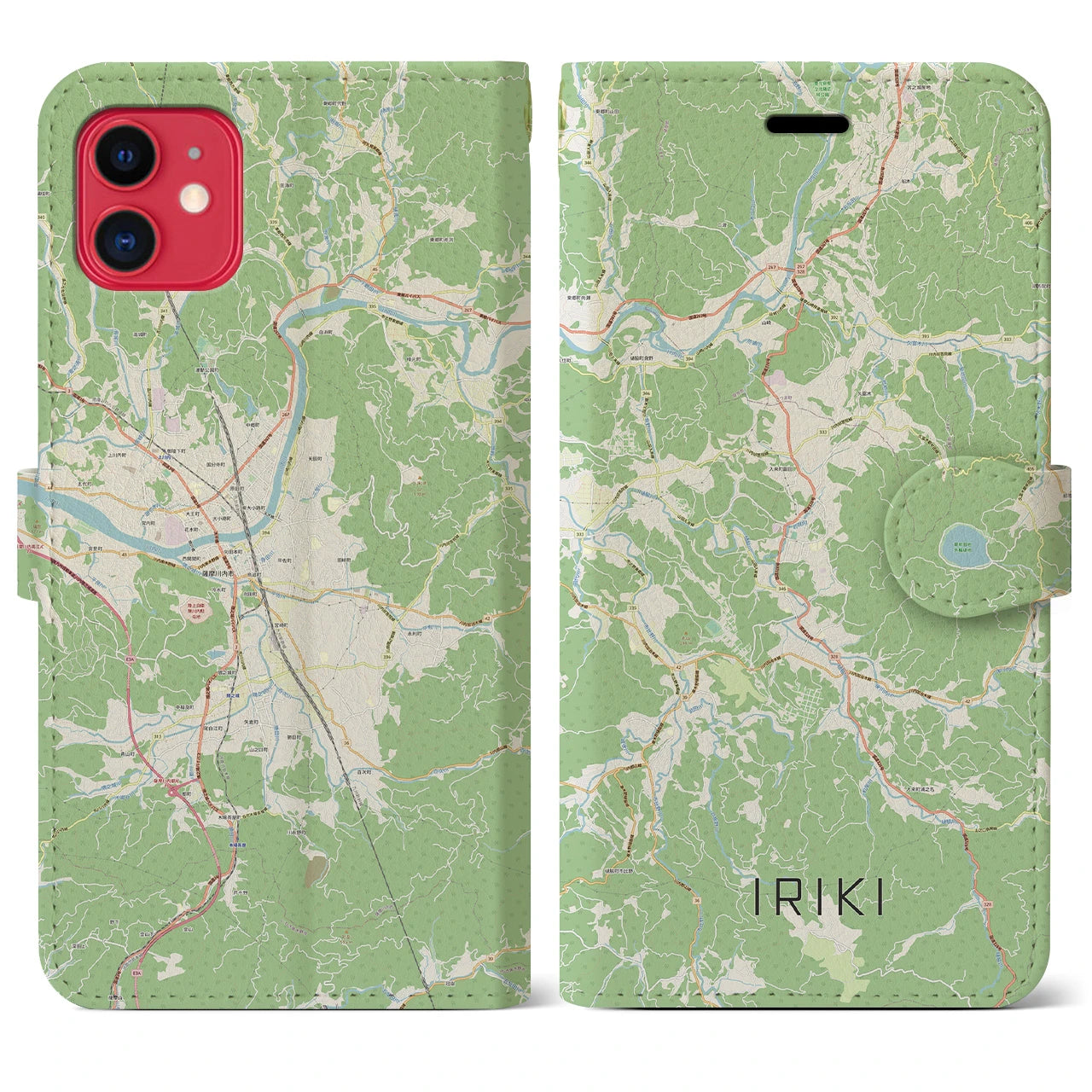 【入来(鹿児島県)】地図柄iPhoneケース(手帳タイプ)ナチュラル・iPhone 11 用