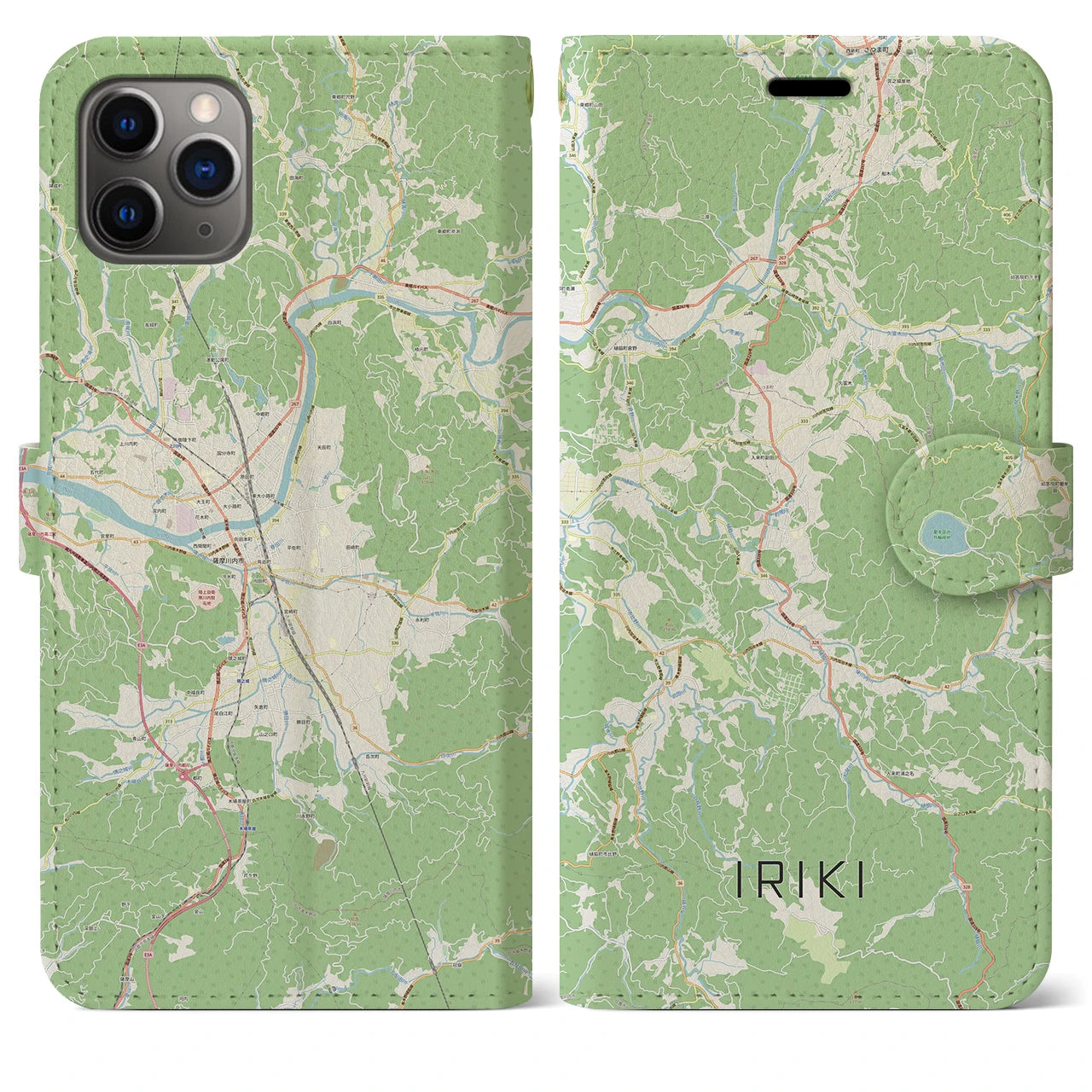 【入来(鹿児島県)】地図柄iPhoneケース(手帳タイプ)ナチュラル・iPhone 11 Pro Max 用