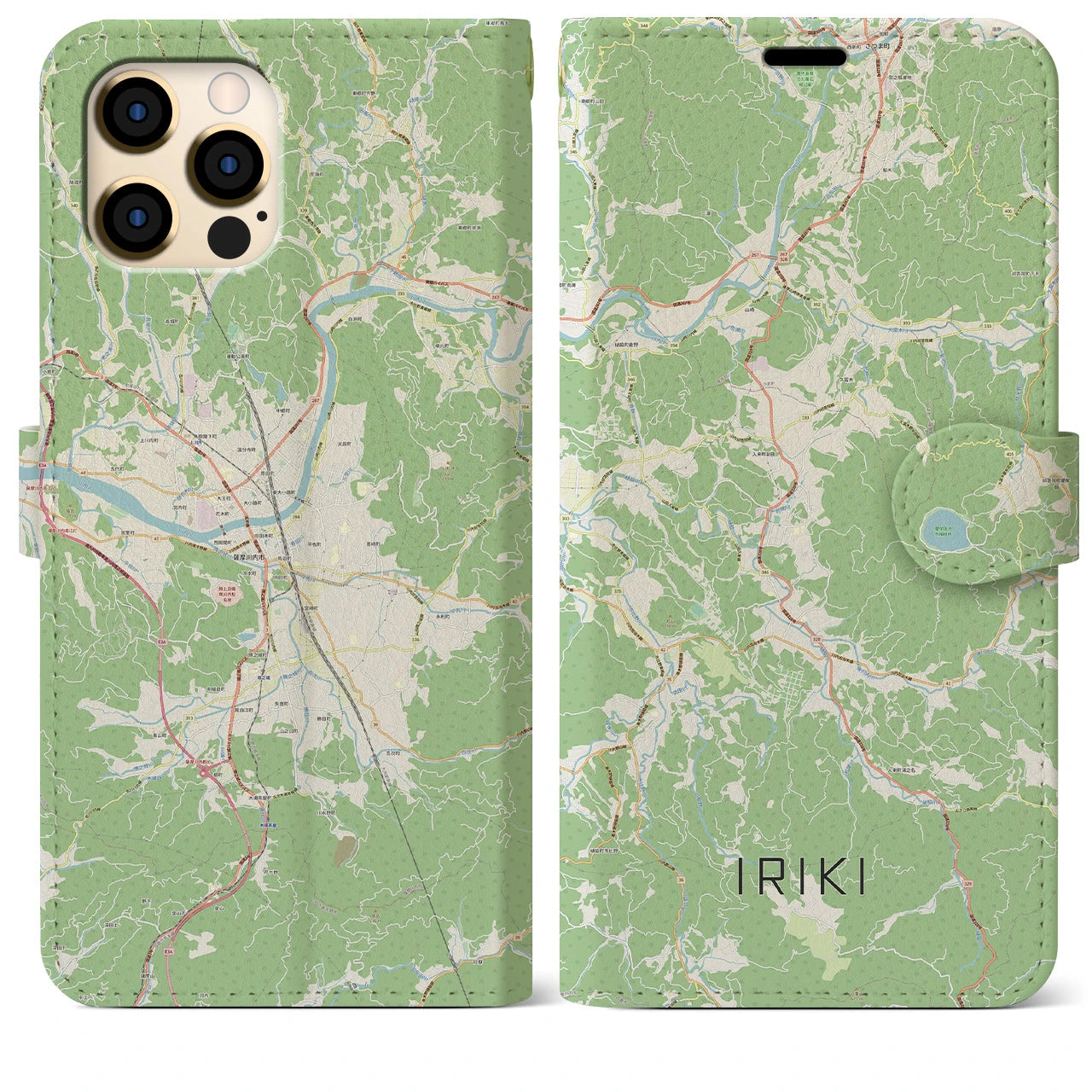 【入来(鹿児島県)】地図柄iPhoneケース(手帳タイプ)ナチュラル・iPhone 12 Pro Max 用