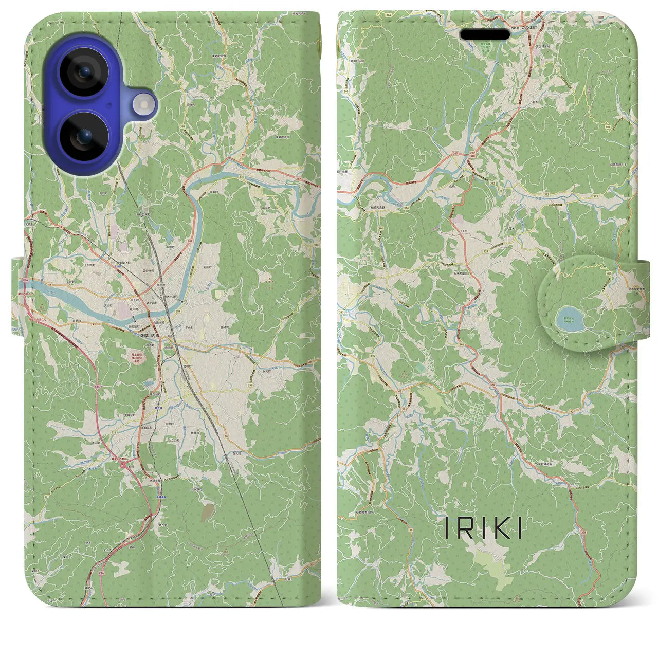 【入来(鹿児島県)】地図柄iPhoneケース(手帳タイプ)ナチュラル・iPhone 16 Pro Max 用