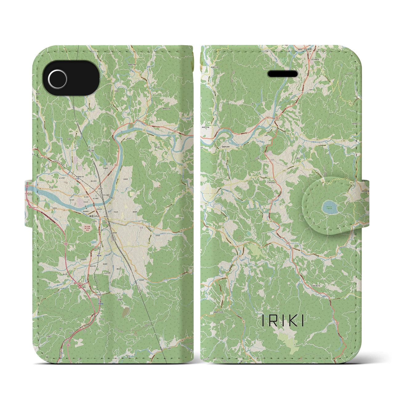 【入来(鹿児島県)】地図柄iPhoneケース(手帳タイプ)ナチュラル・iPhone SE(第3 / 第2世代) / 8 / 7 / 6s / 6 用