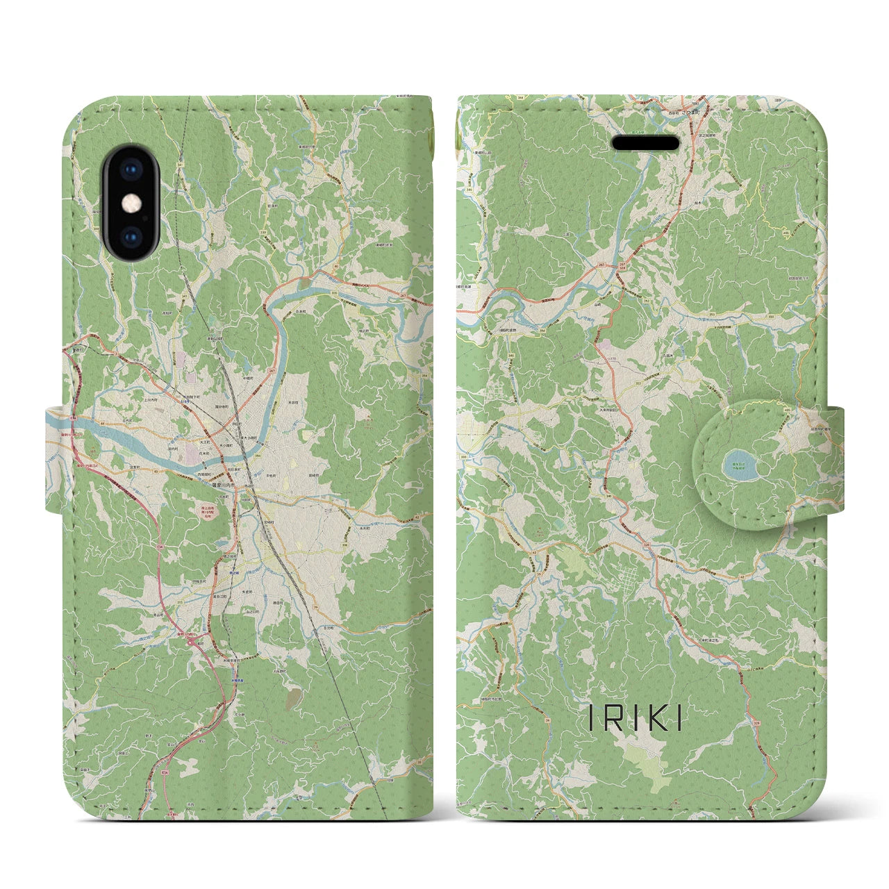【入来(鹿児島県)】地図柄iPhoneケース(手帳タイプ)ナチュラル・iPhone XS / X 用