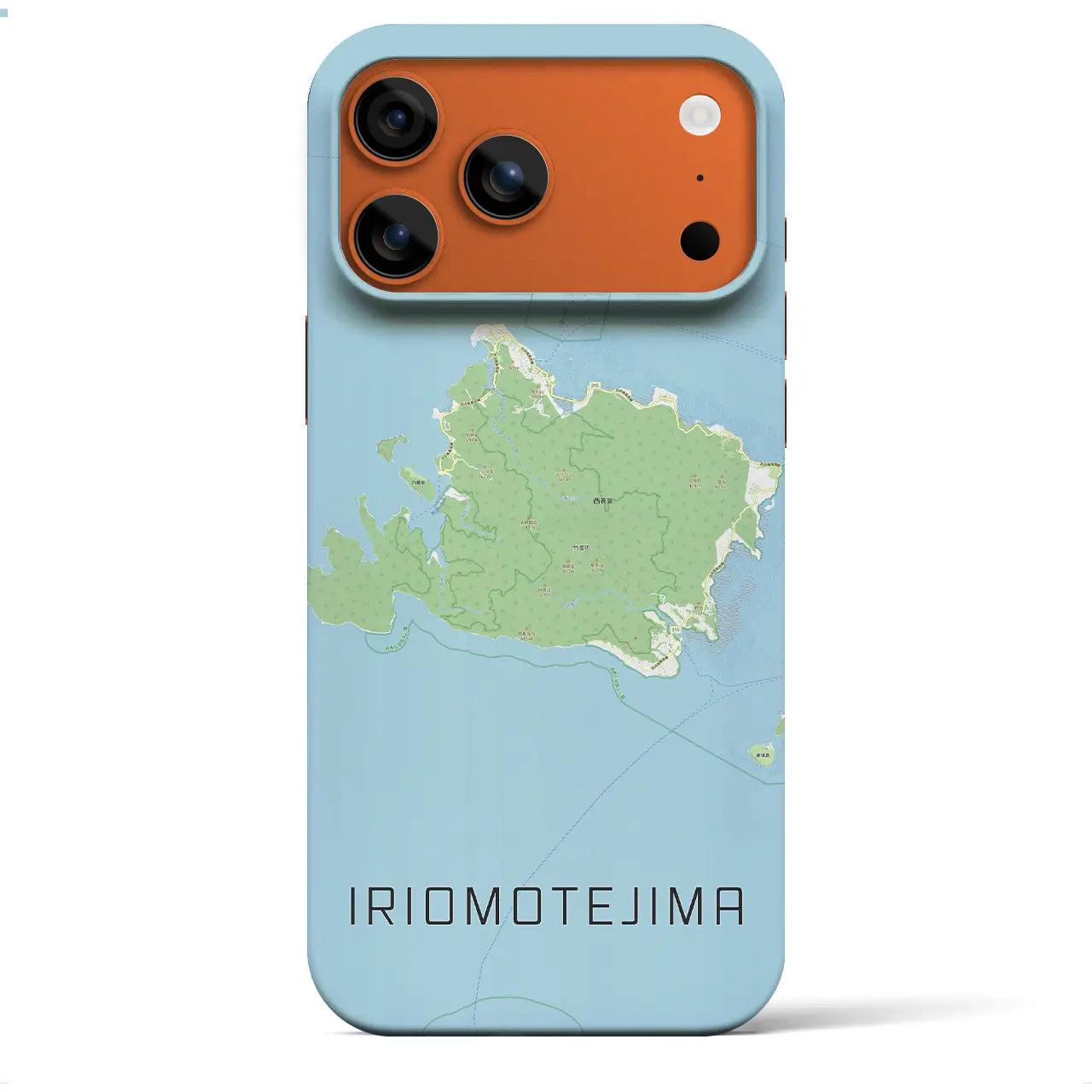【西表島(沖縄県)】地図柄iPhoneケース(バックカバータイプ)ブラック・iPhone 17 Pro Max 用