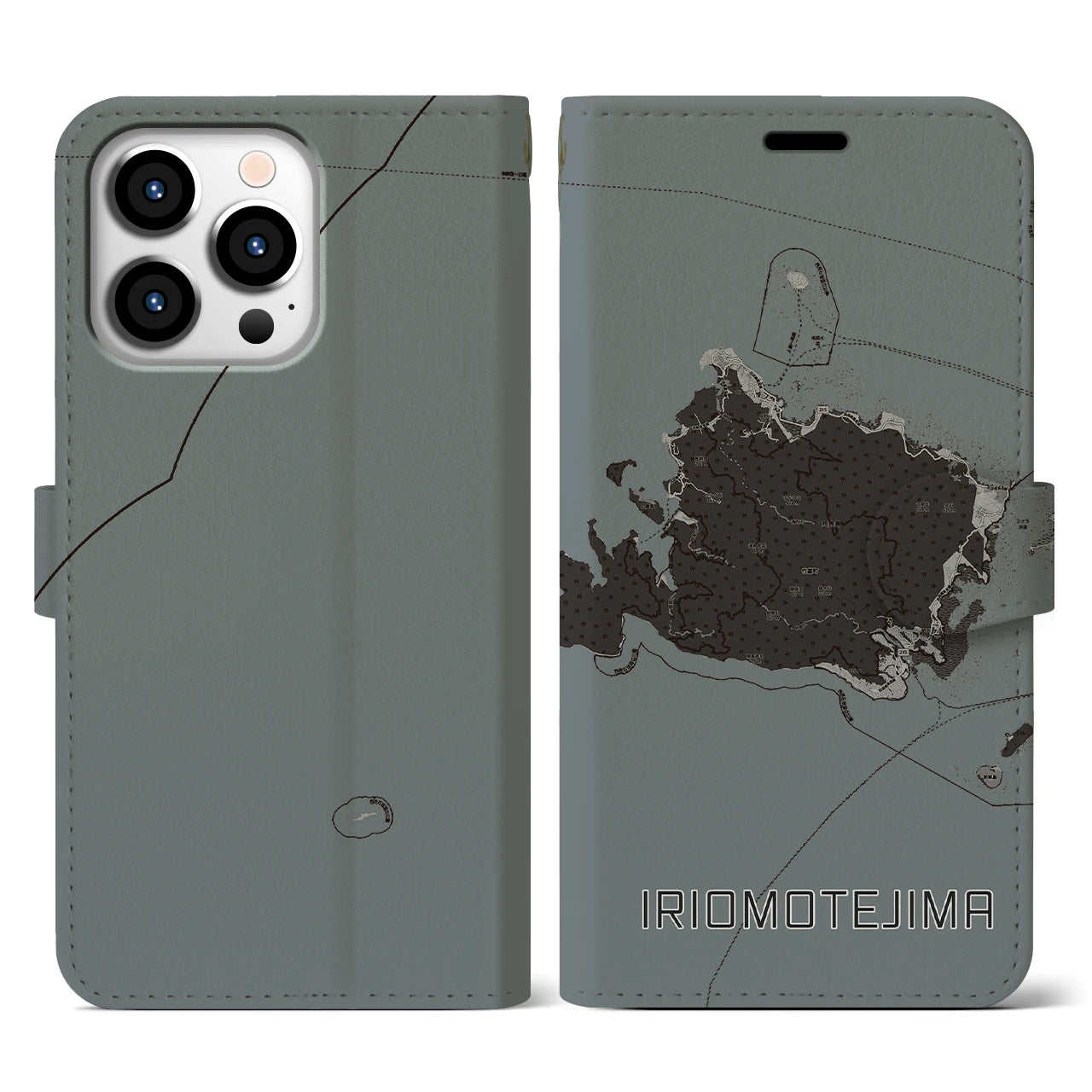 【西表島(沖縄県)】地図柄iPhoneケース(手帳タイプ)