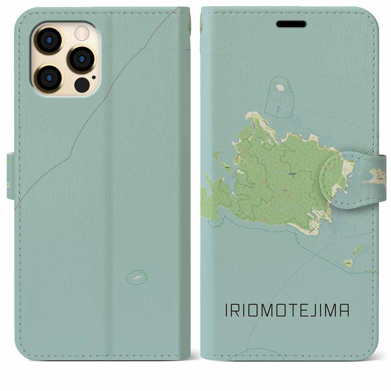 【西表島(沖縄県)】地図柄iPhoneケース(手帳タイプ)ナチュラル・iPhone 12 Pro Max 用