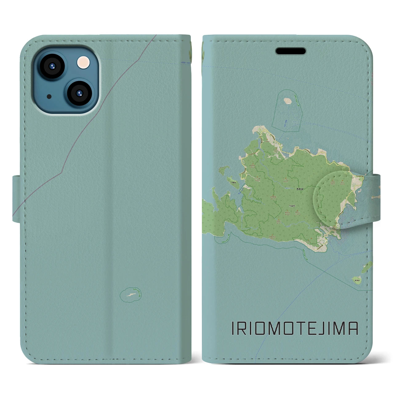 【西表島(沖縄県)】地図柄iPhoneケース(手帳タイプ)ナチュラル・iPhone 13 用