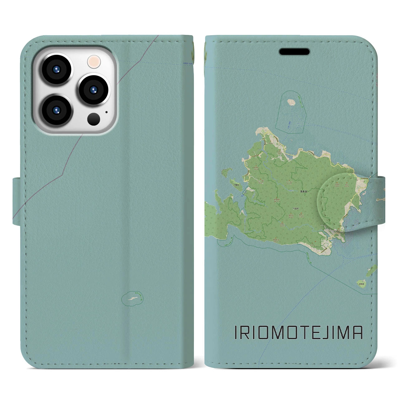 【西表島(沖縄県)】地図柄iPhoneケース(手帳タイプ)ナチュラル・iPhone 13 Pro 用
