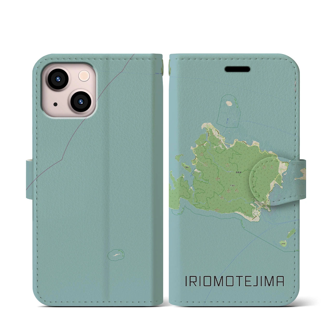 【西表島(沖縄県)】地図柄iPhoneケース(手帳タイプ)ナチュラル・iPhone 13 mini 用
