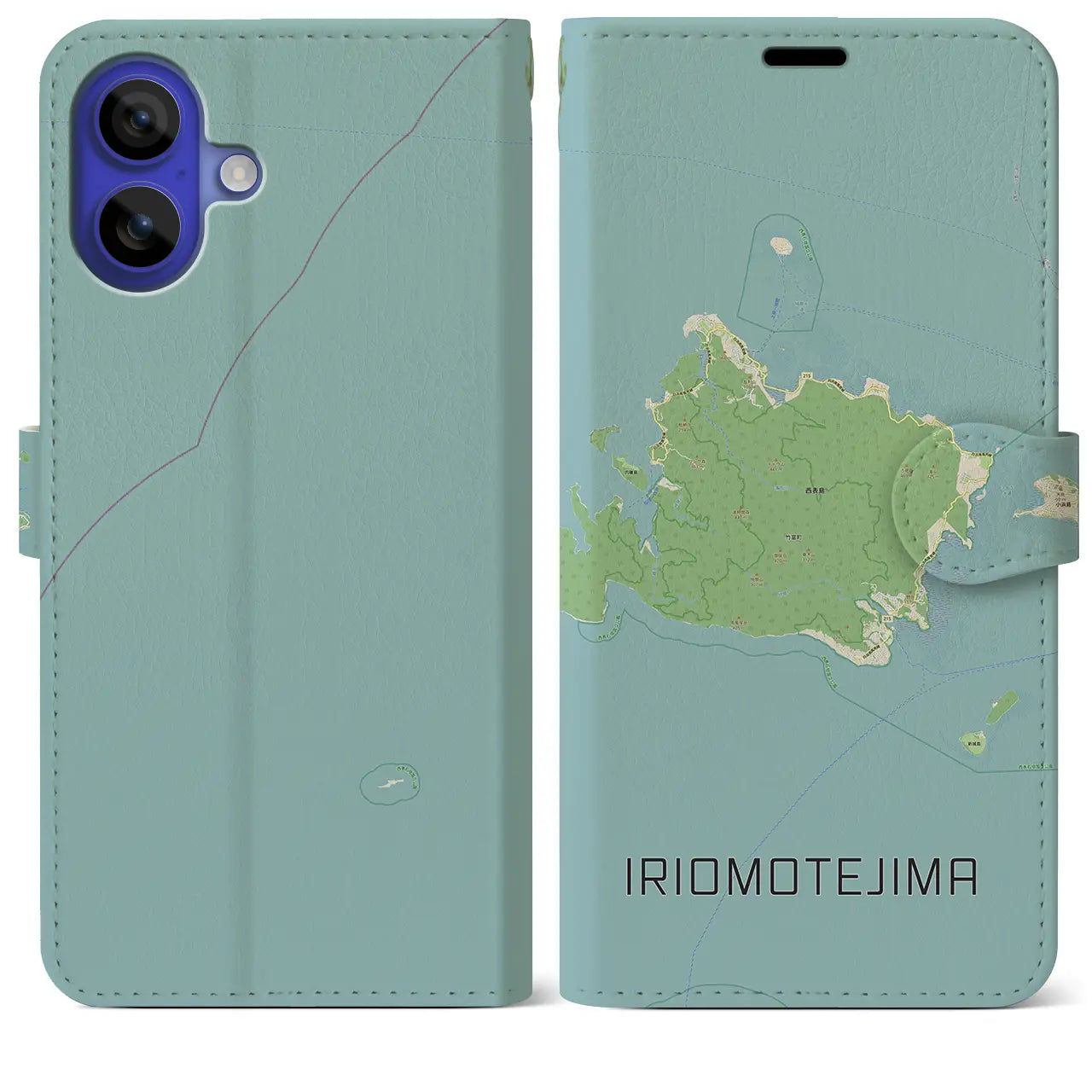 【西表島(沖縄県)】地図柄iPhoneケース(手帳タイプ)ナチュラル・iPhone 16 Pro Max 用