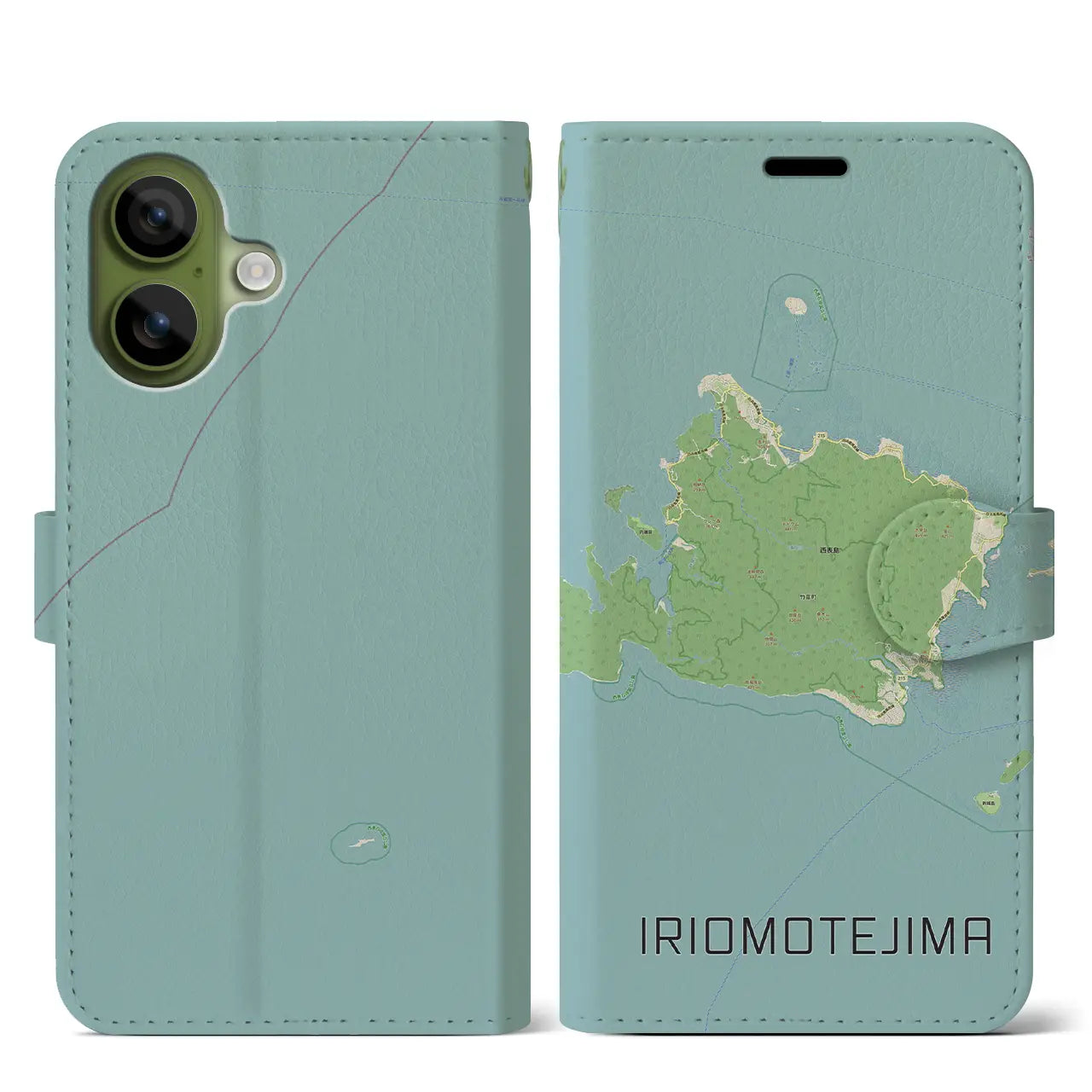 【西表島(沖縄県)】地図柄iPhoneケース(手帳タイプ)モノトーン・iPhone 17 Pro Max 用