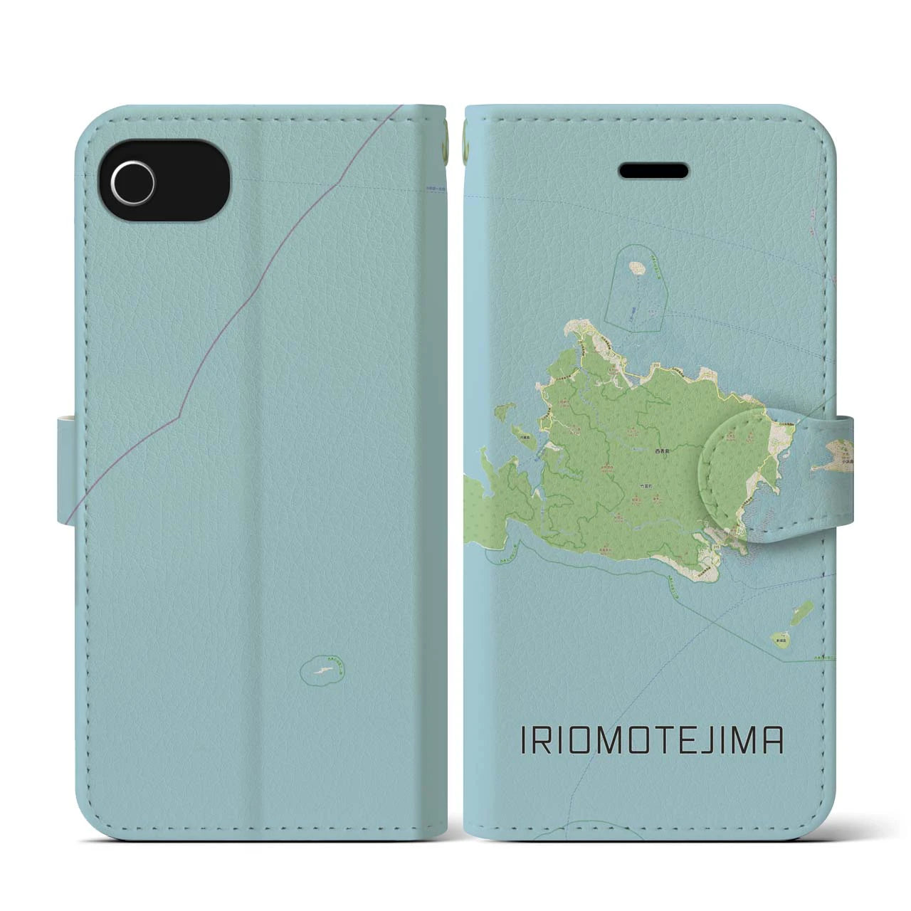 【西表島(沖縄県)】地図柄iPhoneケース(手帳タイプ)ナチュラル・iPhone SE(第3 / 第2世代) / 8 / 7 / 6s / 6 用