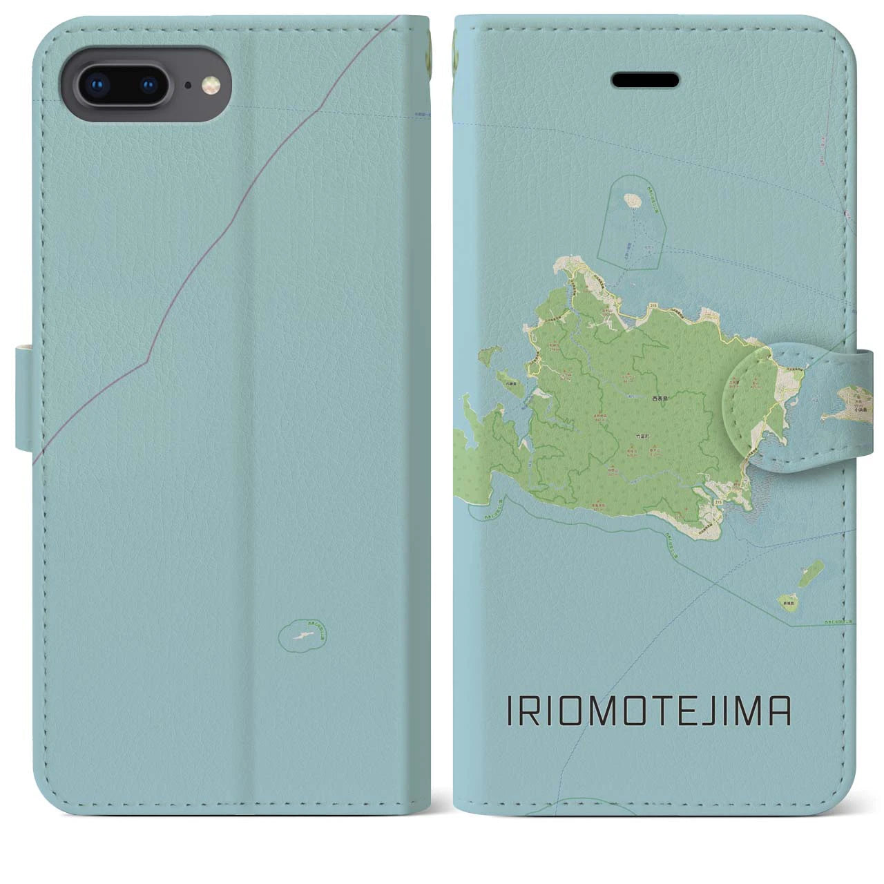 【西表島(沖縄県)】地図柄iPhoneケース(手帳タイプ)ナチュラル・iPhone 8Plus /7Plus / 6sPlus / 6Plus 用