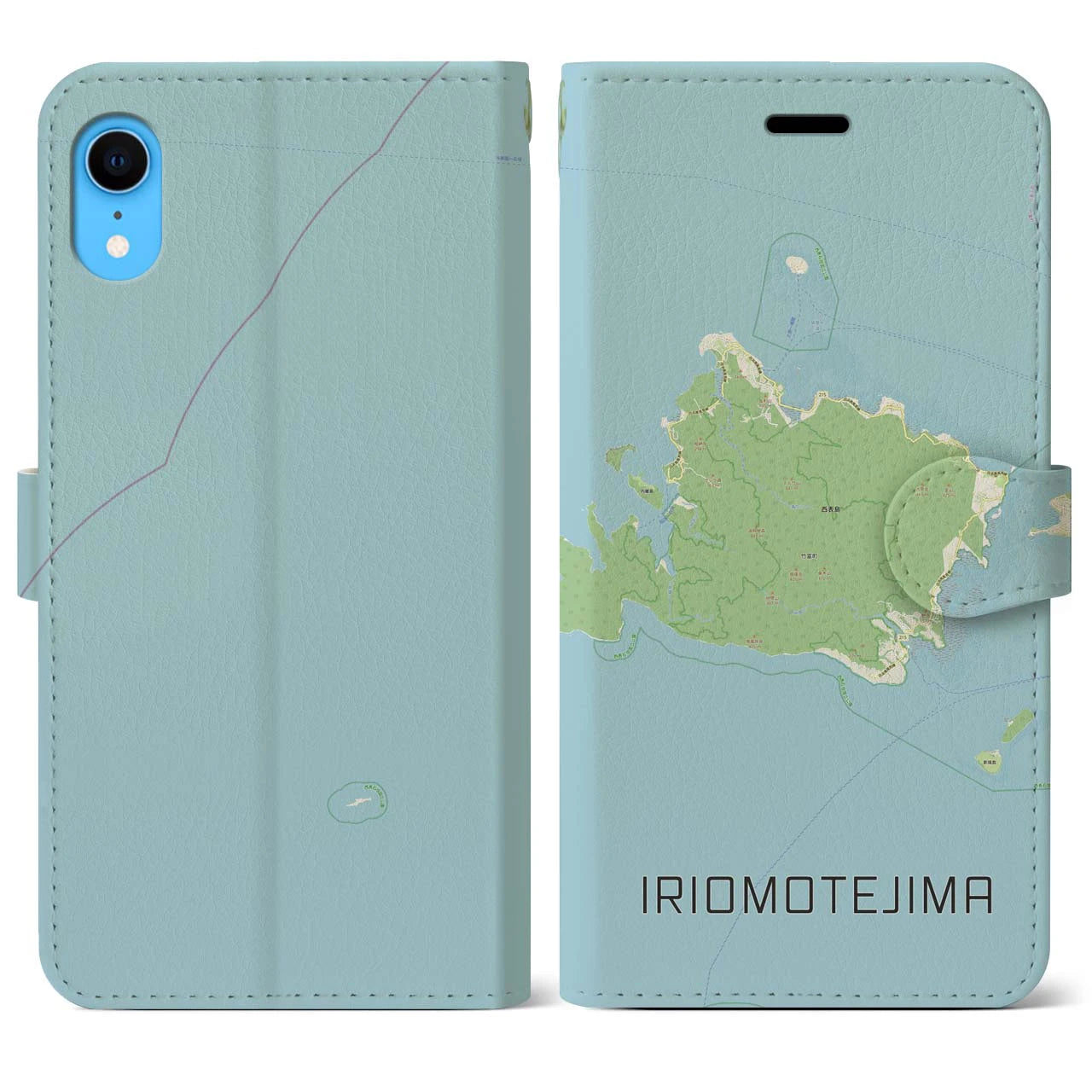 【西表島(沖縄県)】地図柄iPhoneケース(手帳タイプ)ナチュラル・iPhone XR 用