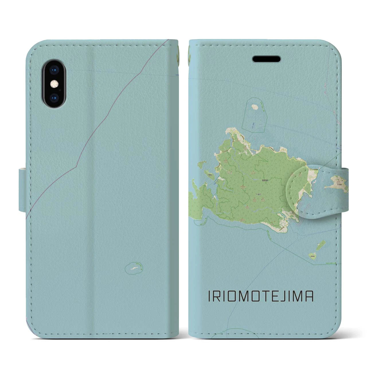 【西表島(沖縄県)】地図柄iPhoneケース(手帳タイプ)ナチュラル・iPhone XS / X 用