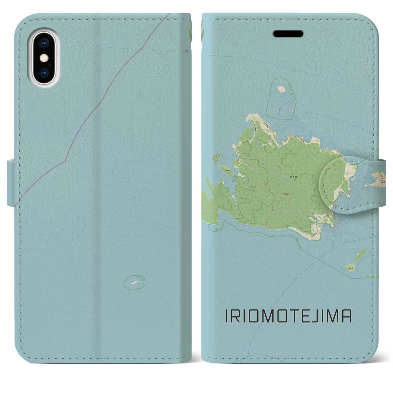 【西表島(沖縄県)】地図柄iPhoneケース(手帳タイプ)ナチュラル・iPhone XS Max 用