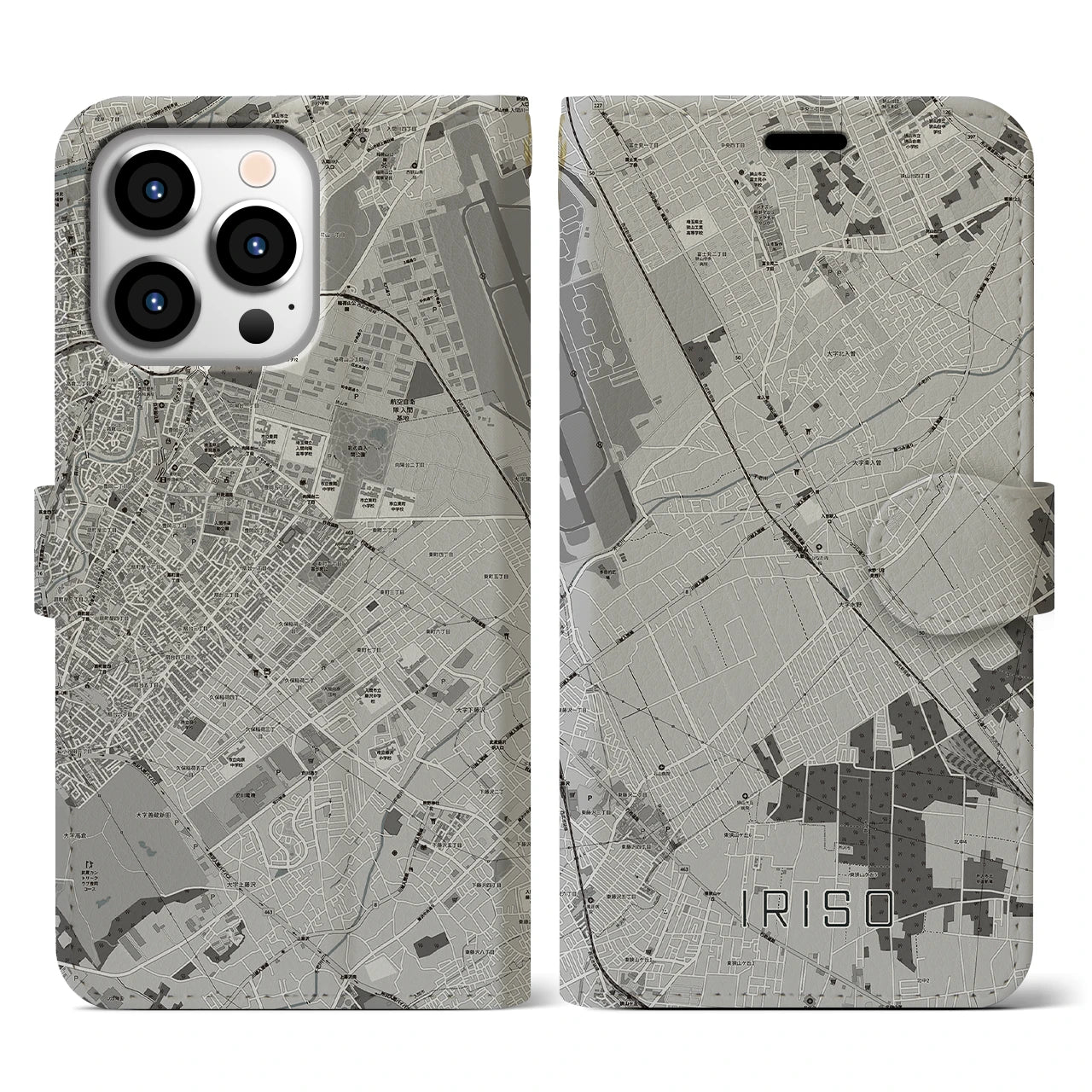 【入曽(埼玉県)】地図柄iPhoneケース(手帳タイプ)