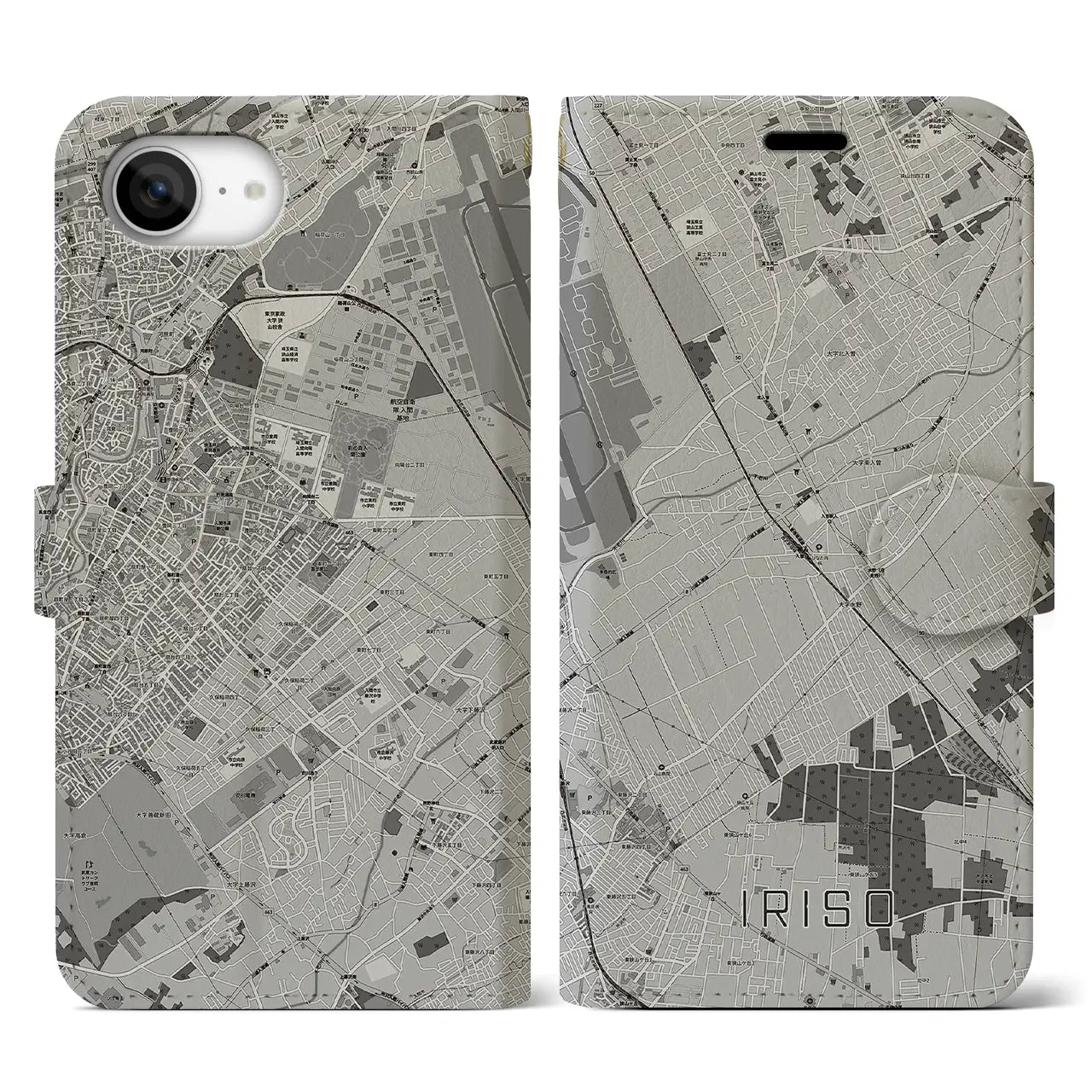 【入曽(埼玉県)】地図柄iPhoneケース(手帳タイプ)