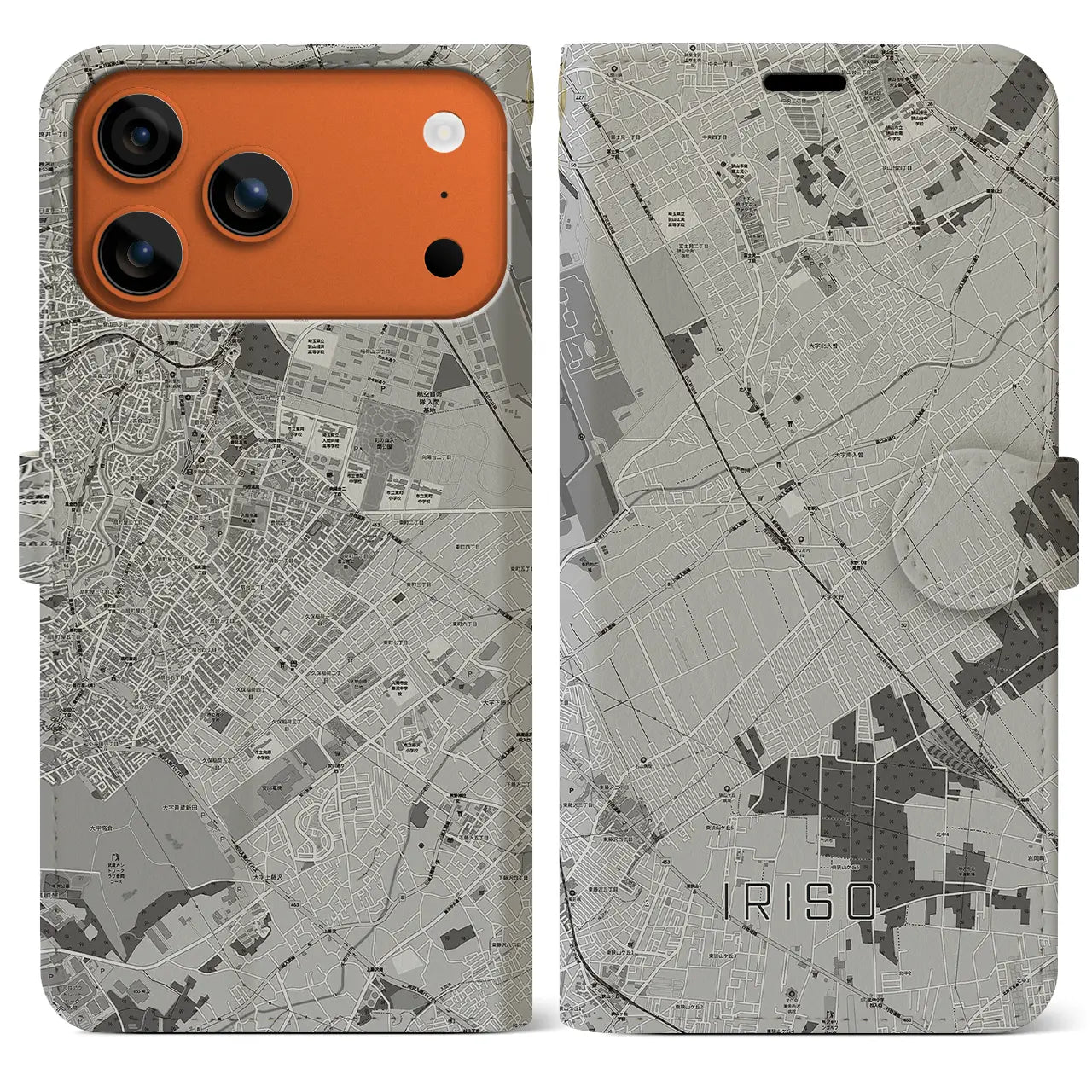 【入曽(埼玉県)】地図柄iPhoneケース(手帳タイプ)