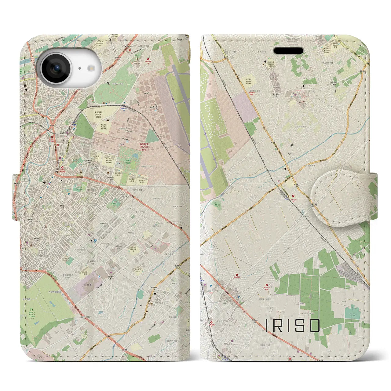 【入曽(埼玉県)】地図柄iPhoneケース(手帳タイプ)