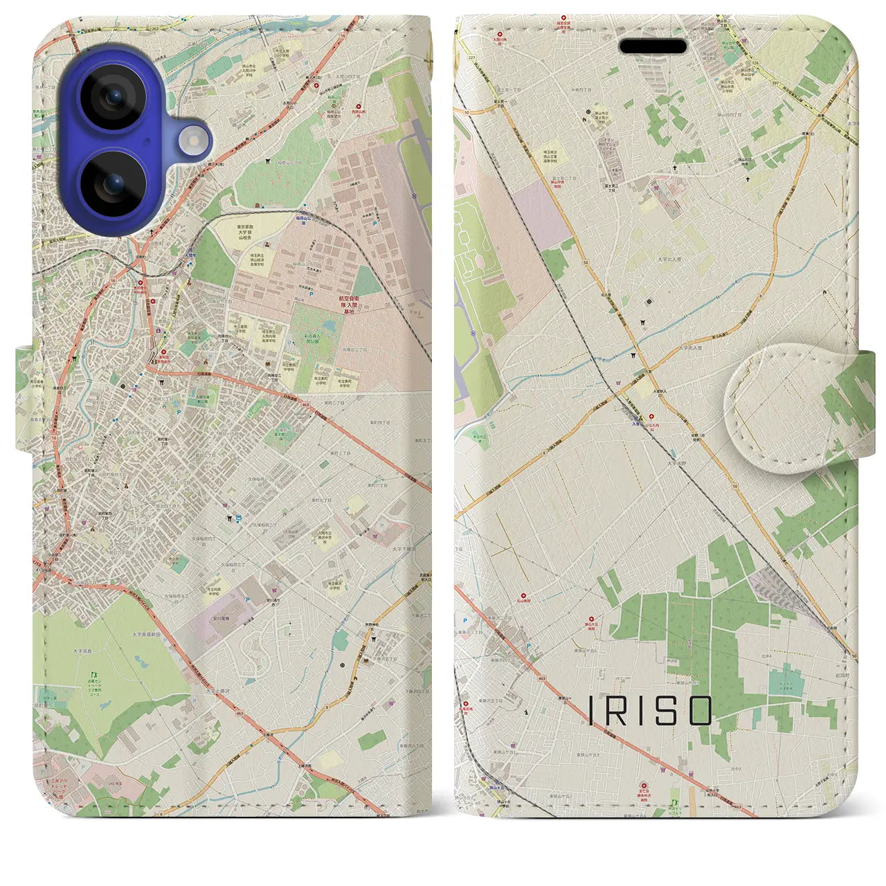 【入曽(埼玉県)】地図柄iPhoneケース(手帳タイプ)