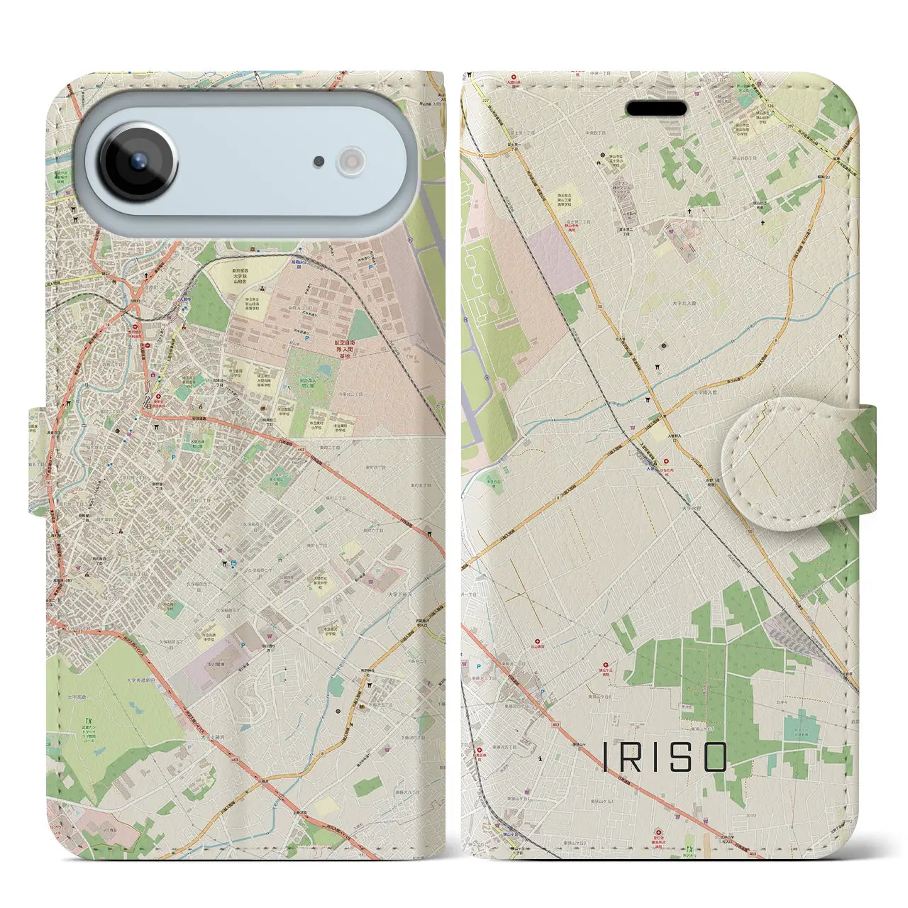 【入曽(埼玉県)】地図柄iPhoneケース(手帳タイプ)