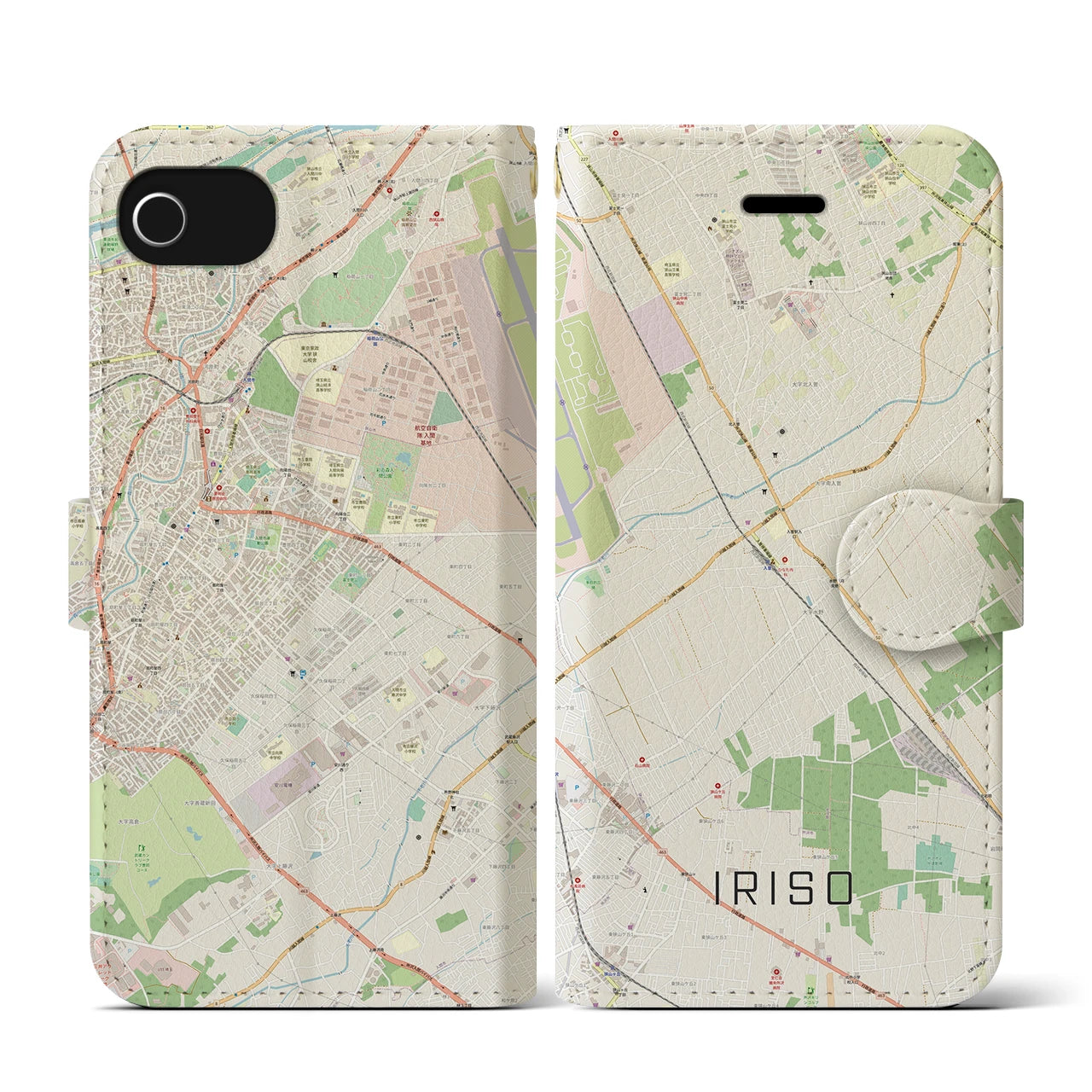 【入曽(埼玉県)】地図柄iPhoneケース(手帳タイプ)