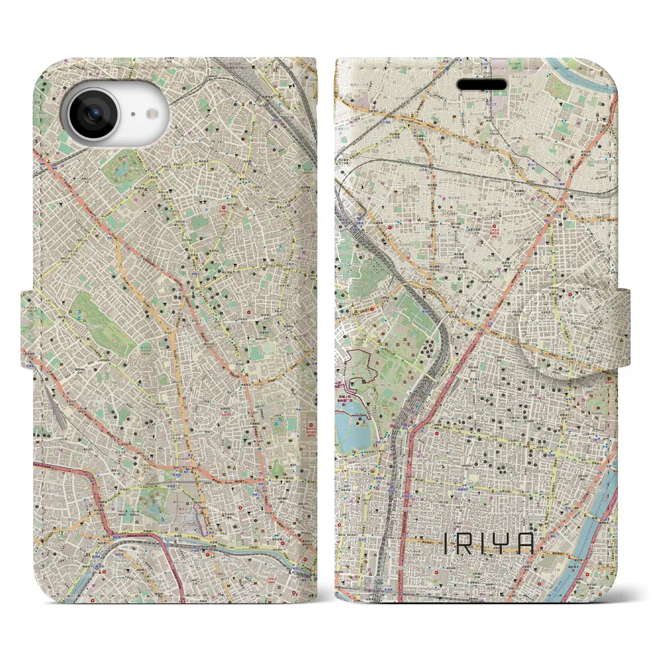 【入谷(東京都)】地図柄iPhoneケース(手帳タイプ)