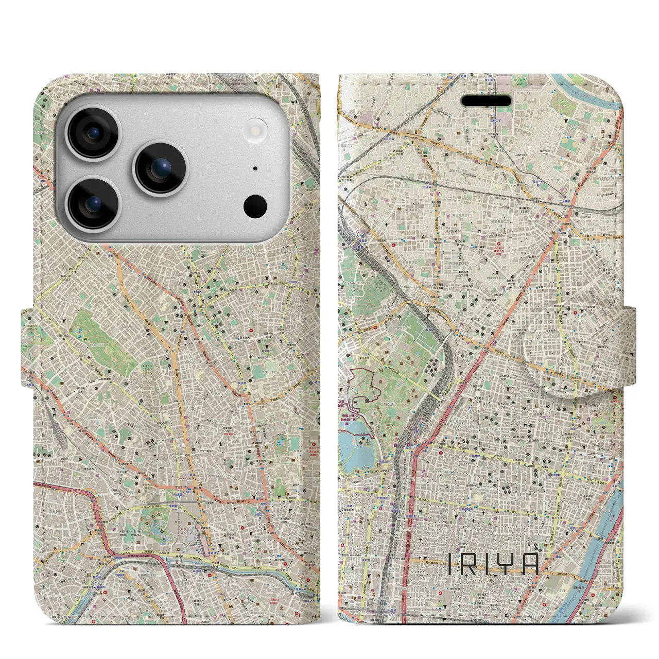 【入谷(東京都)】地図柄iPhoneケース(手帳タイプ)