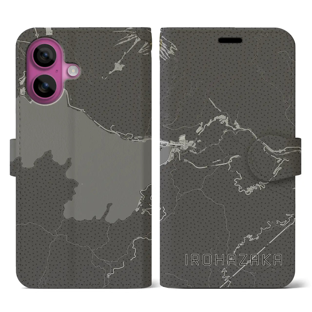 【いろは坂(栃木県)】地図柄iPhoneケース(手帳タイプ)