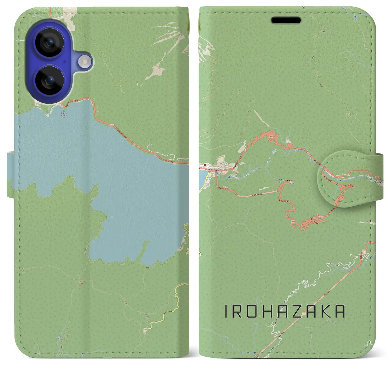 【いろは坂(栃木県)】地図柄iPhoneケース(手帳タイプ)ナチュラル・iPhone 16 Pro Max 用
