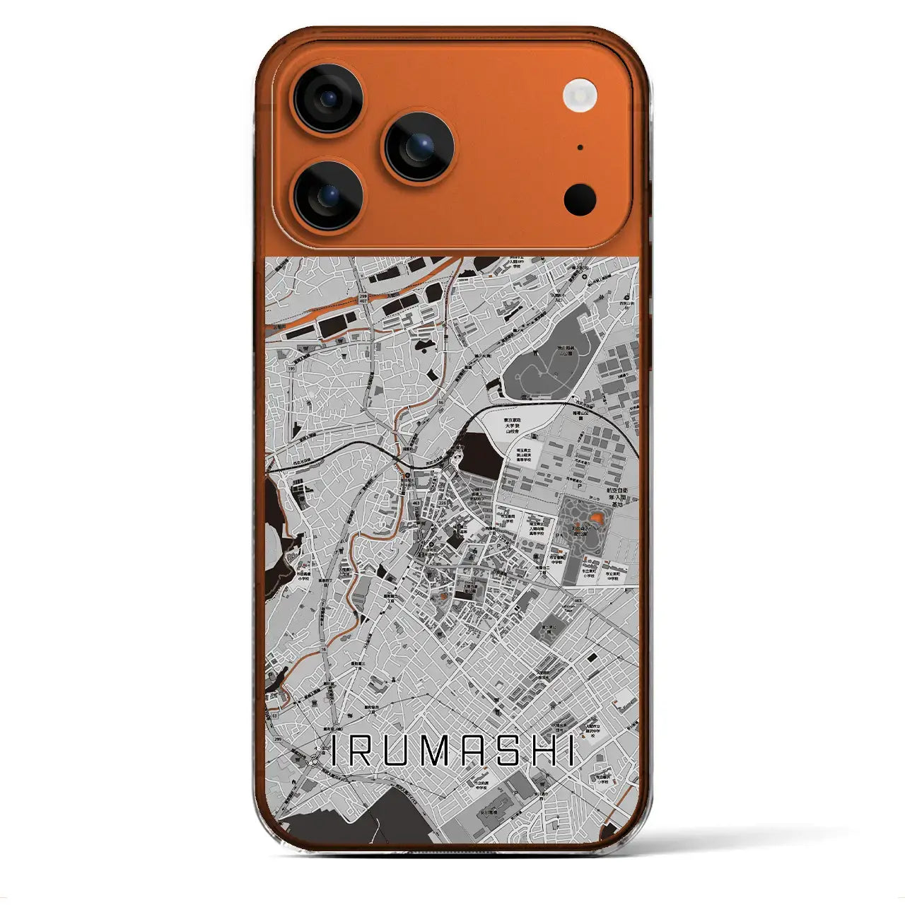 【入間市(埼玉県)】地図柄iPhoneケース(クリアタイプ)モノトーン・iPhone 17 Pro Max 用