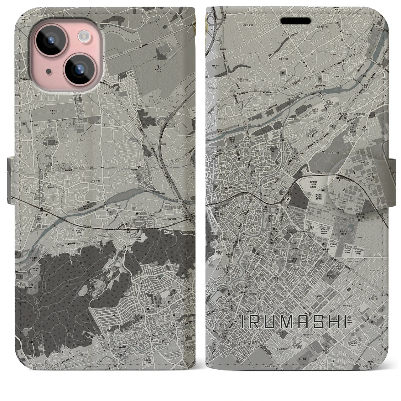 【入間市(埼玉県)】地図柄iPhoneケース(手帳タイプ)