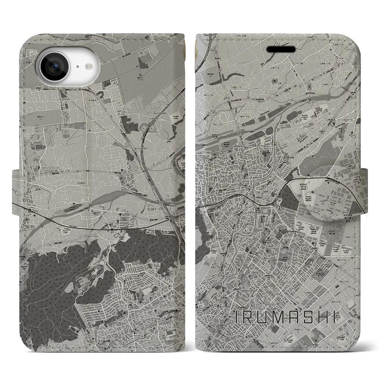 【入間市(埼玉県)】地図柄iPhoneケース(手帳タイプ)