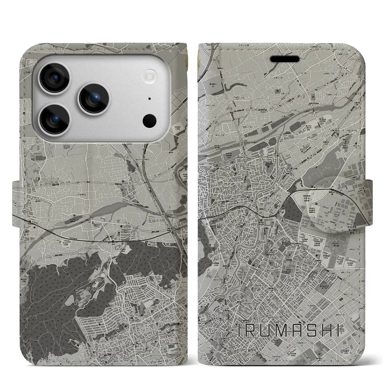 【入間市(埼玉県)】地図柄iPhoneケース(手帳タイプ)